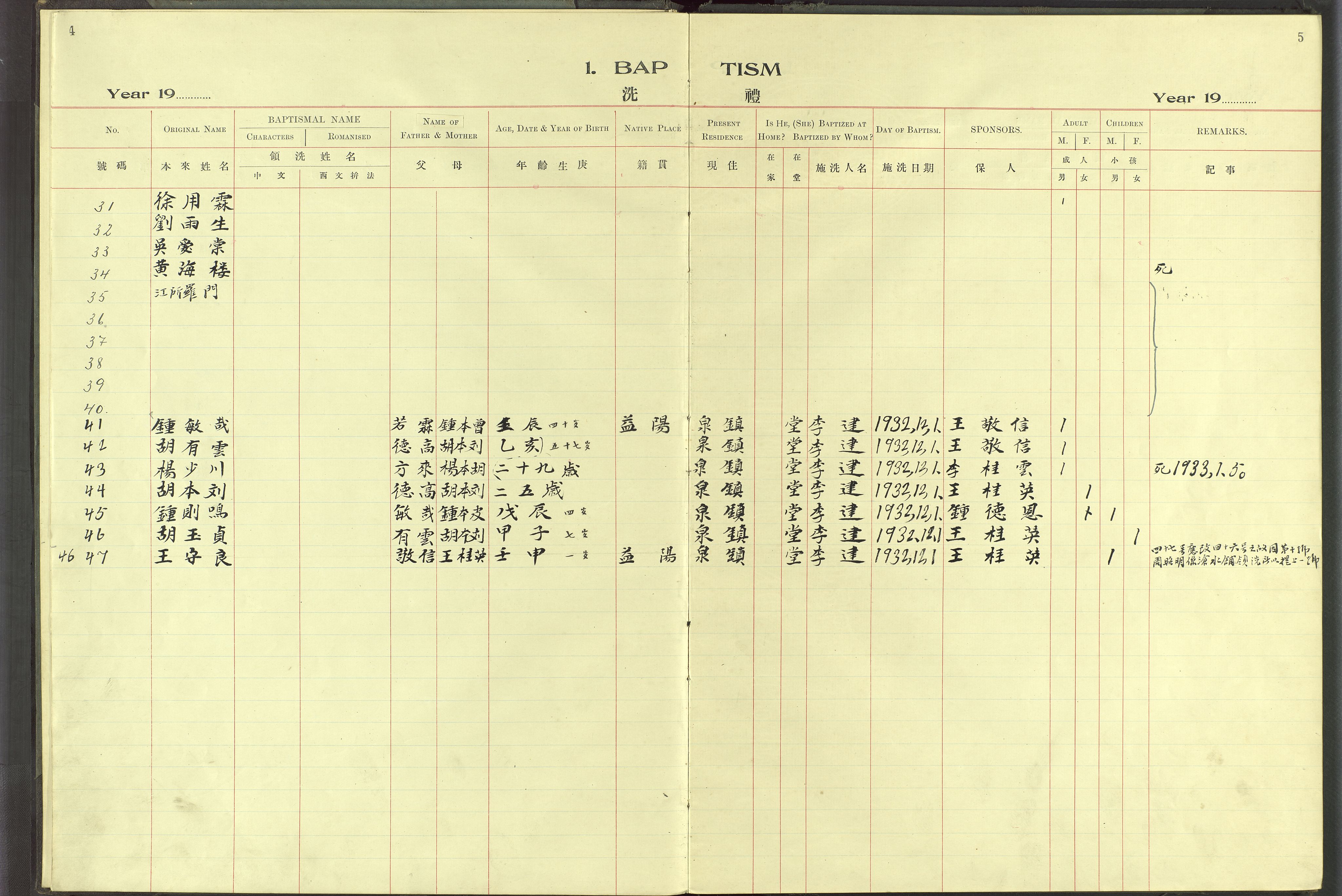 Det Norske Misjonsselskap - utland - Kina (Hunan), VID/MA-A-1065/Dm/L0029: Ministerialbok nr. 67, 1910-1932, s. 4-5