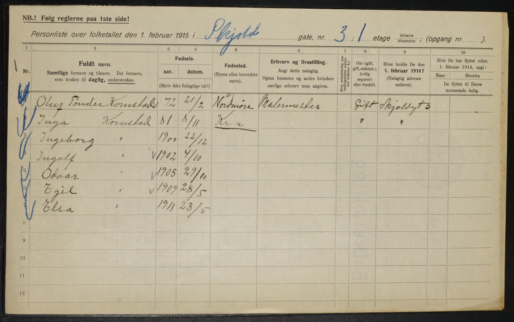 OBA, Kommunal folketelling 1.2.1915 for Kristiania, 1915, s. 96055