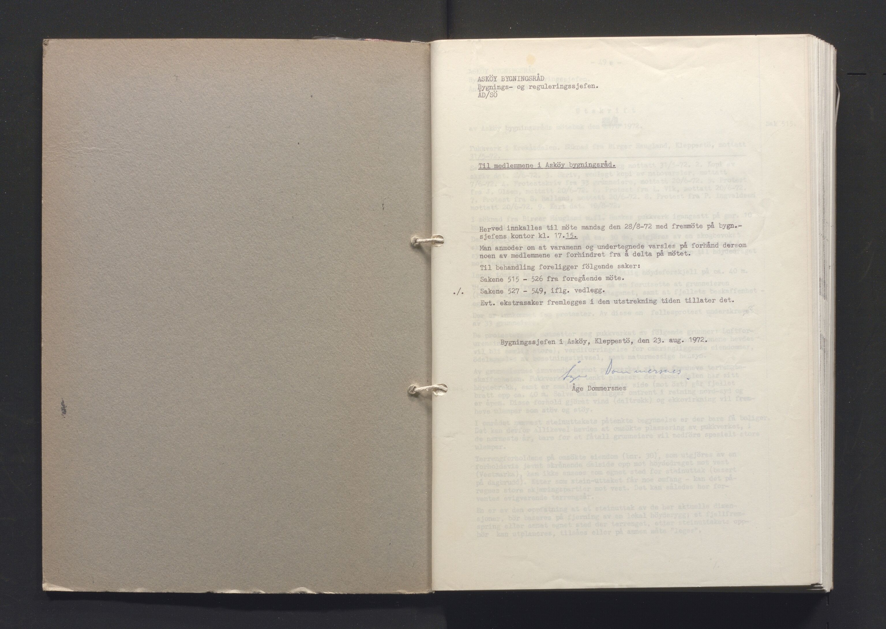 Askøy kommune. Bygningsrådet, IKAH/1247-511/A/Aa/L0017: Møtebok Askøy bygningsråd, 1972