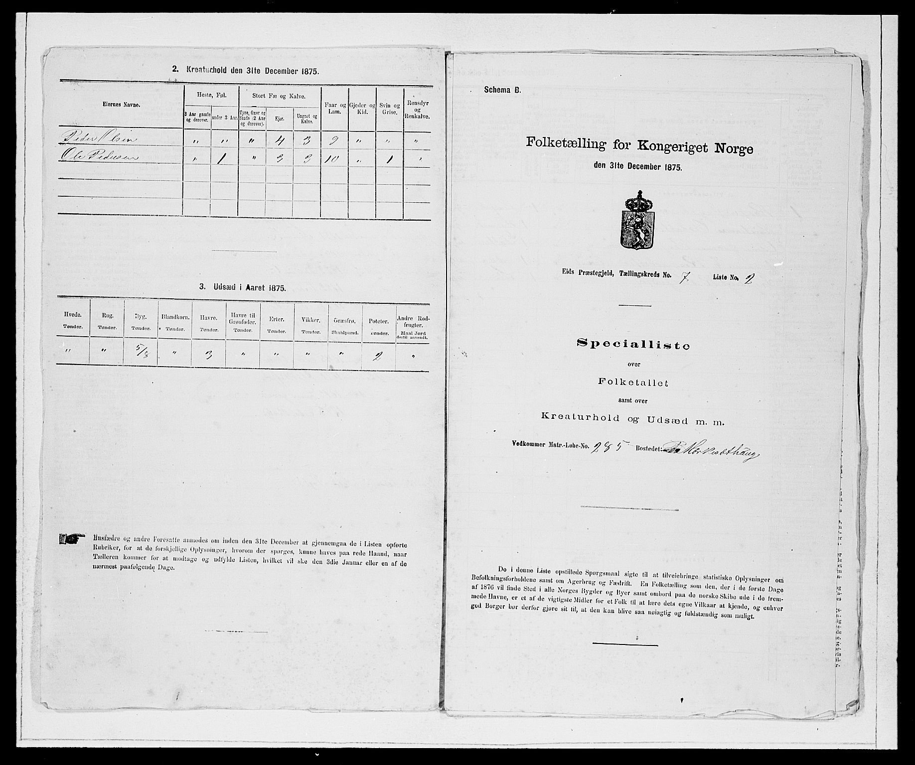 SAB, Folketelling 1875 for 1443P Eid prestegjeld, 1875, s. 813