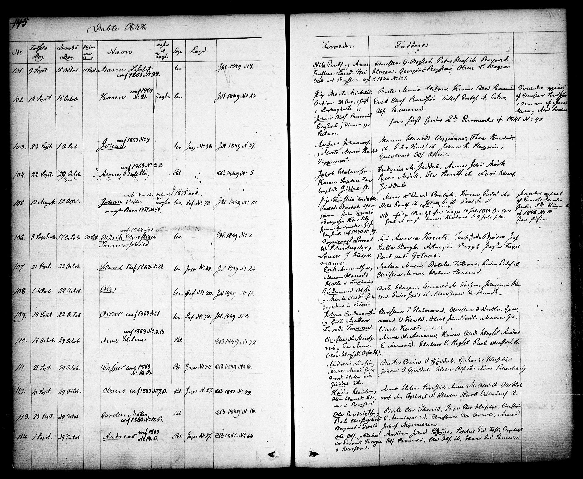 Aurskog prestekontor Kirkebøker, AV/SAO-A-10304a/F/Fa/L0006: Ministerialbok nr. I 6, 1829-1853, s. 145