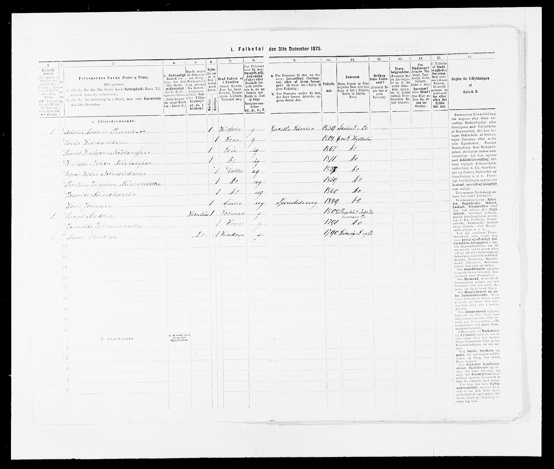 SAB, Folketelling 1875 for 1413P Hyllestad prestegjeld, 1875, s. 239