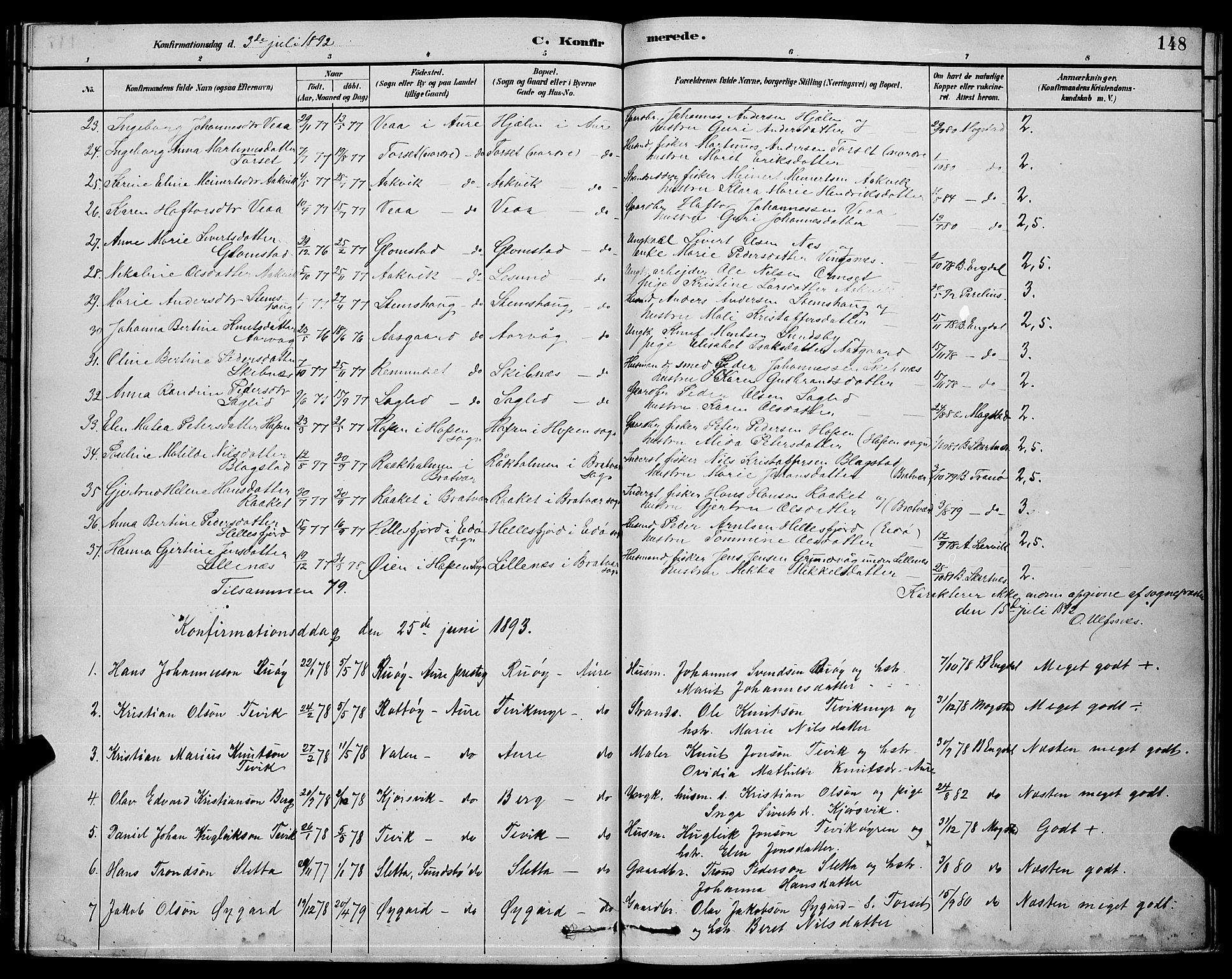 Ministerialprotokoller, klokkerbøker og fødselsregistre - Møre og Romsdal, AV/SAT-A-1454/578/L0909: Klokkerbok nr. 578C02, 1882-1900, s. 148