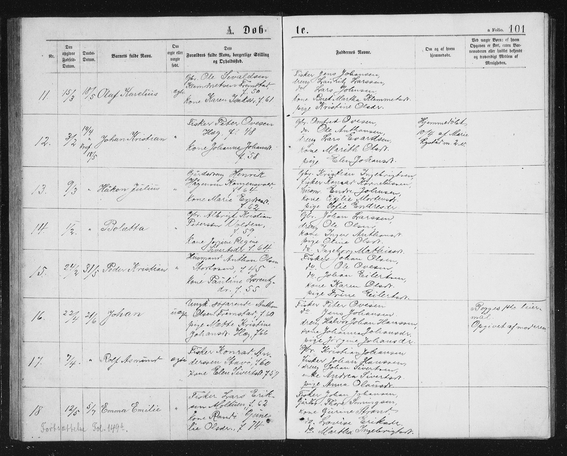 Ministerialprotokoller, klokkerbøker og fødselsregistre - Sør-Trøndelag, AV/SAT-A-1456/662/L0756: Klokkerbok nr. 662C01, 1869-1891, s. 101