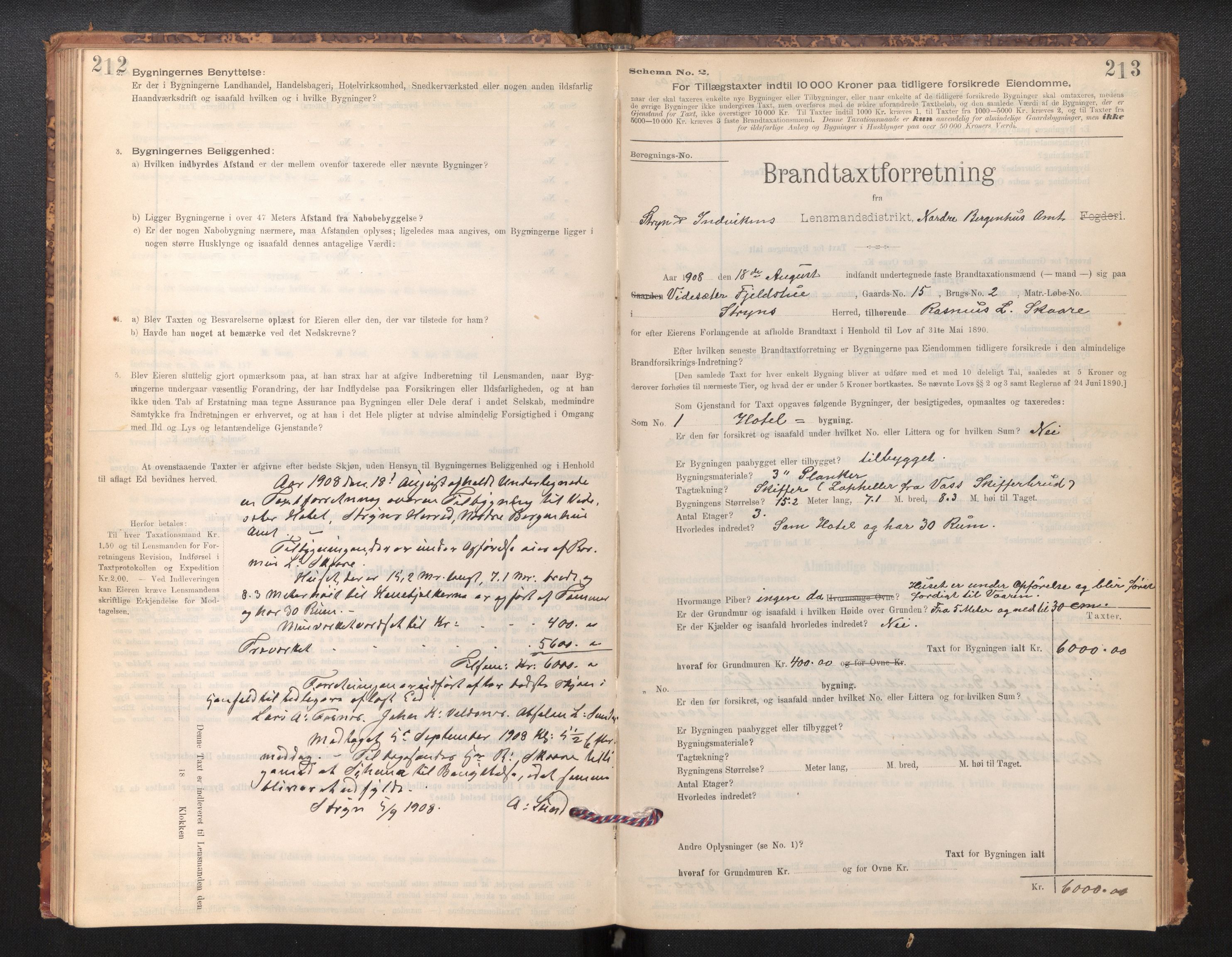 Lensmannen i Stryn og Innvik, SAB/A-30201/0012/L0002: Branntakstprotokoll, skjematakst, 1894-1942, s. 212-213