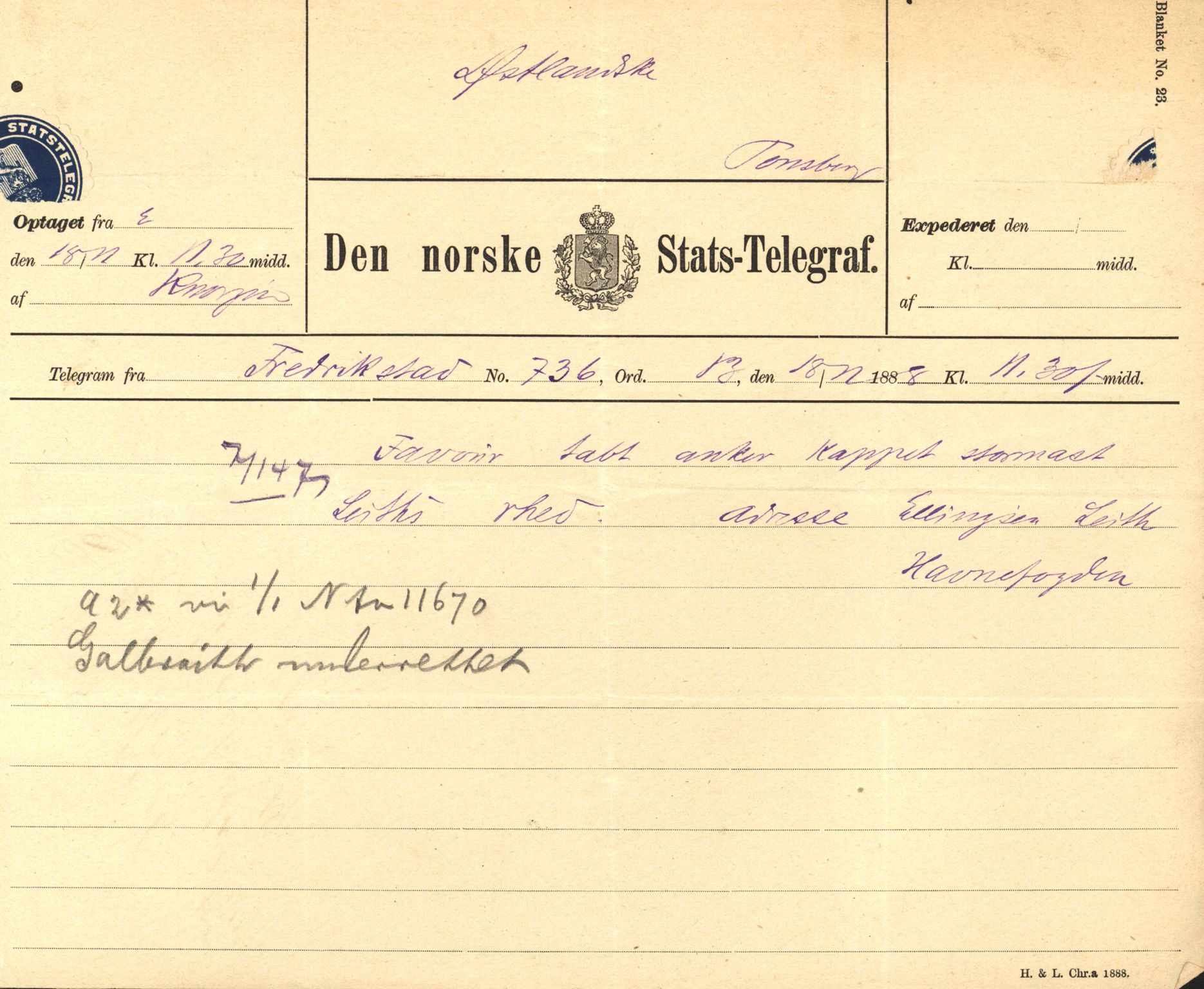 Pa 63 - Østlandske skibsassuranceforening, VEMU/A-1079/G/Ga/L0023/0003: Havaridokumenter / Else Katrine, Einar, Ethel, Finland, Favour, 1888, s. 56