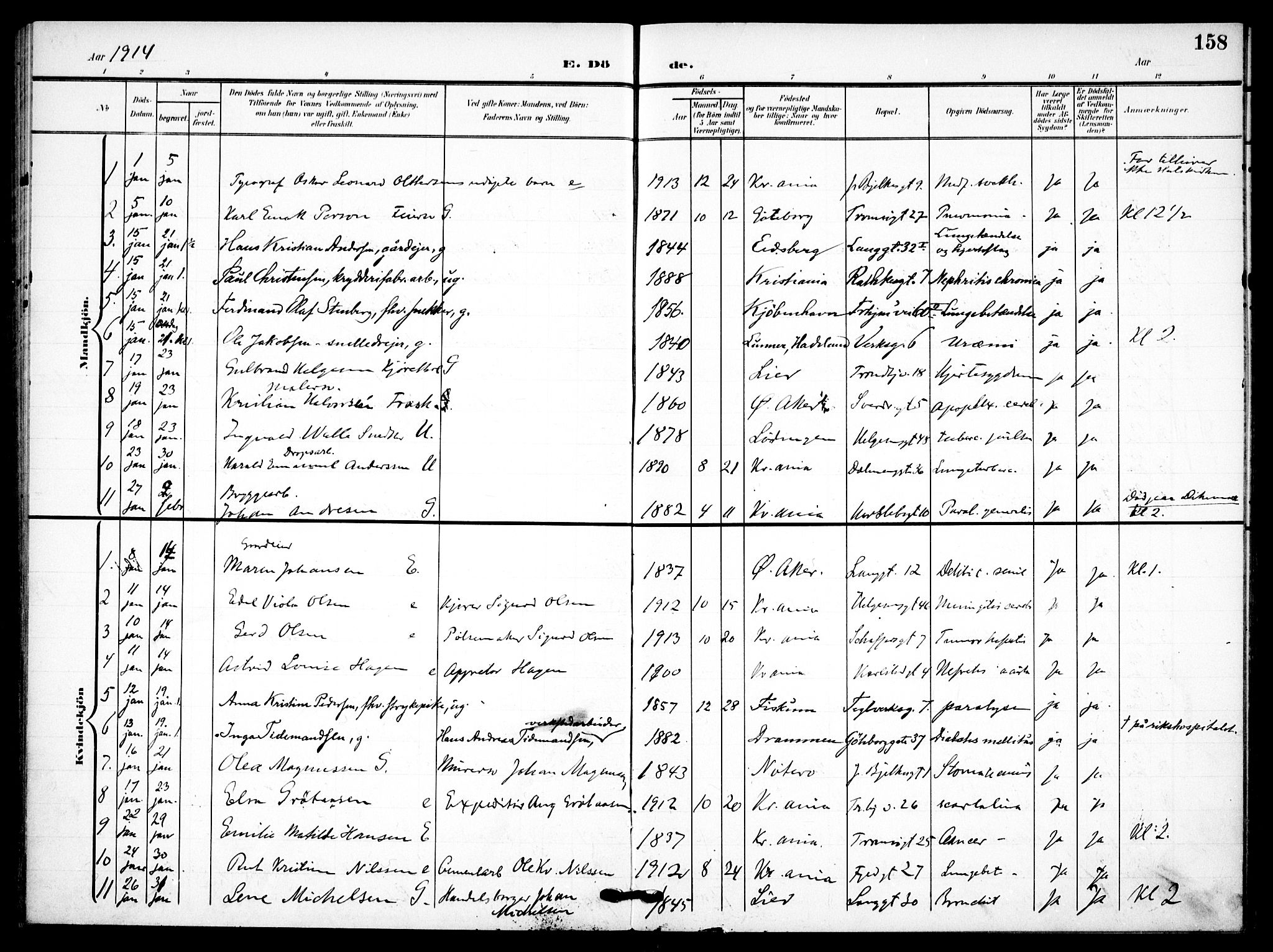 Petrus prestekontor Kirkebøker, AV/SAO-A-10872/F/Fa/L0010: Ministerialbok nr. I 10, 1904-1916, s. 158