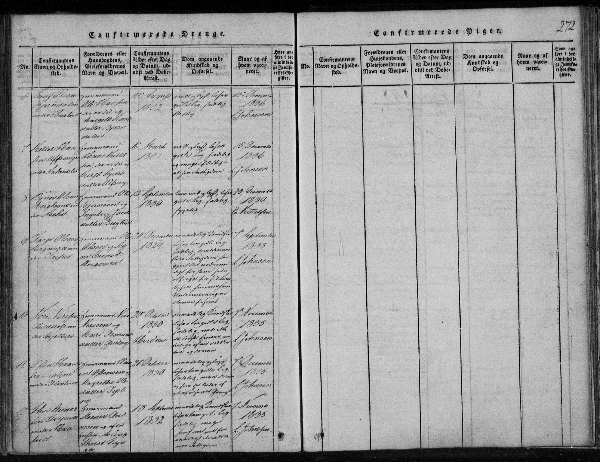 Lårdal kirkebøker, SAKO/A-284/F/Fa/L0005: Ministerialbok nr. I 5, 1815-1860, s. 272