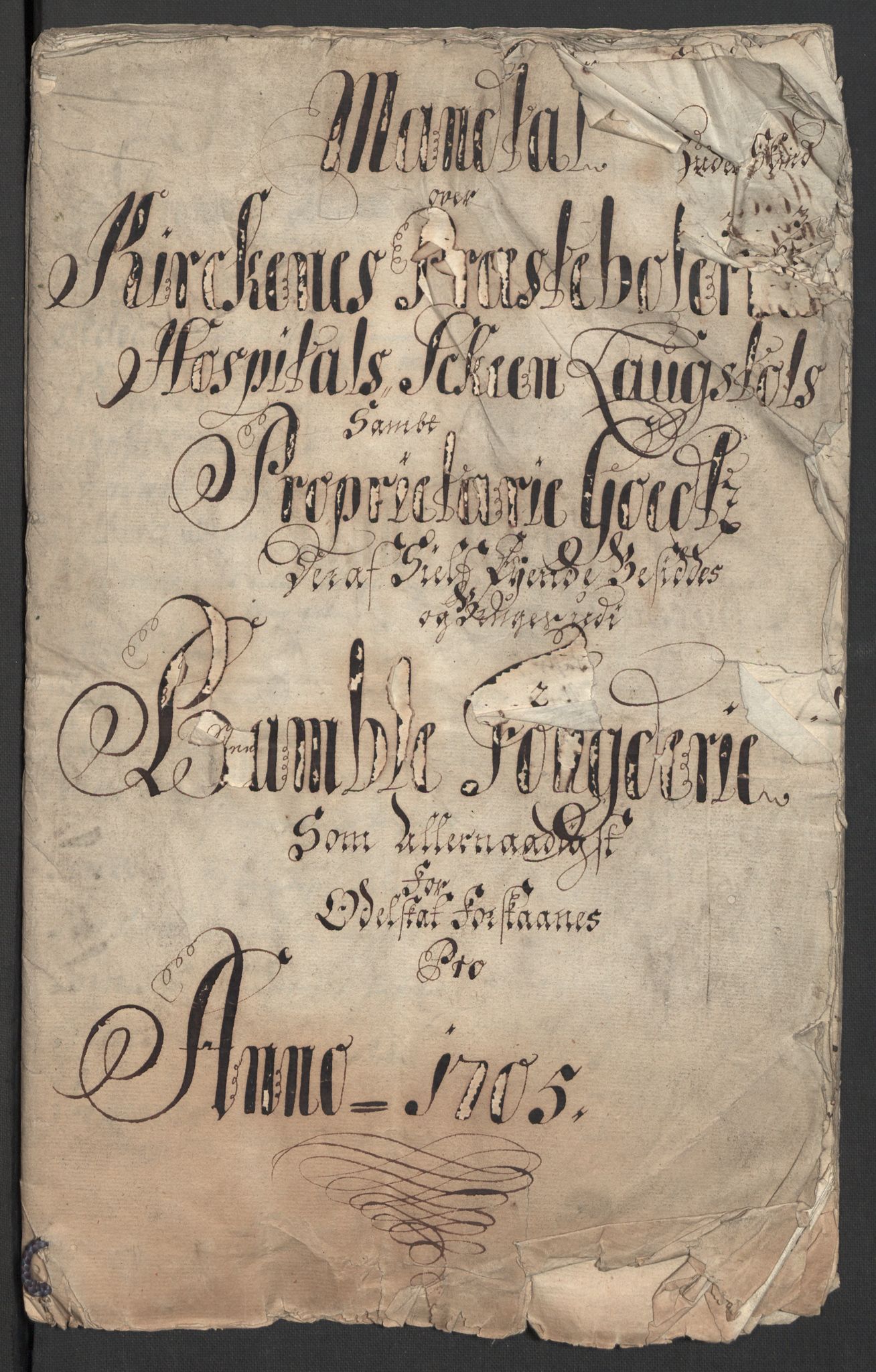 Rentekammeret inntil 1814, Reviderte regnskaper, Fogderegnskap, AV/RA-EA-4092/R36/L2114: Fogderegnskap Øvre og Nedre Telemark og Bamble, 1705, s. 261