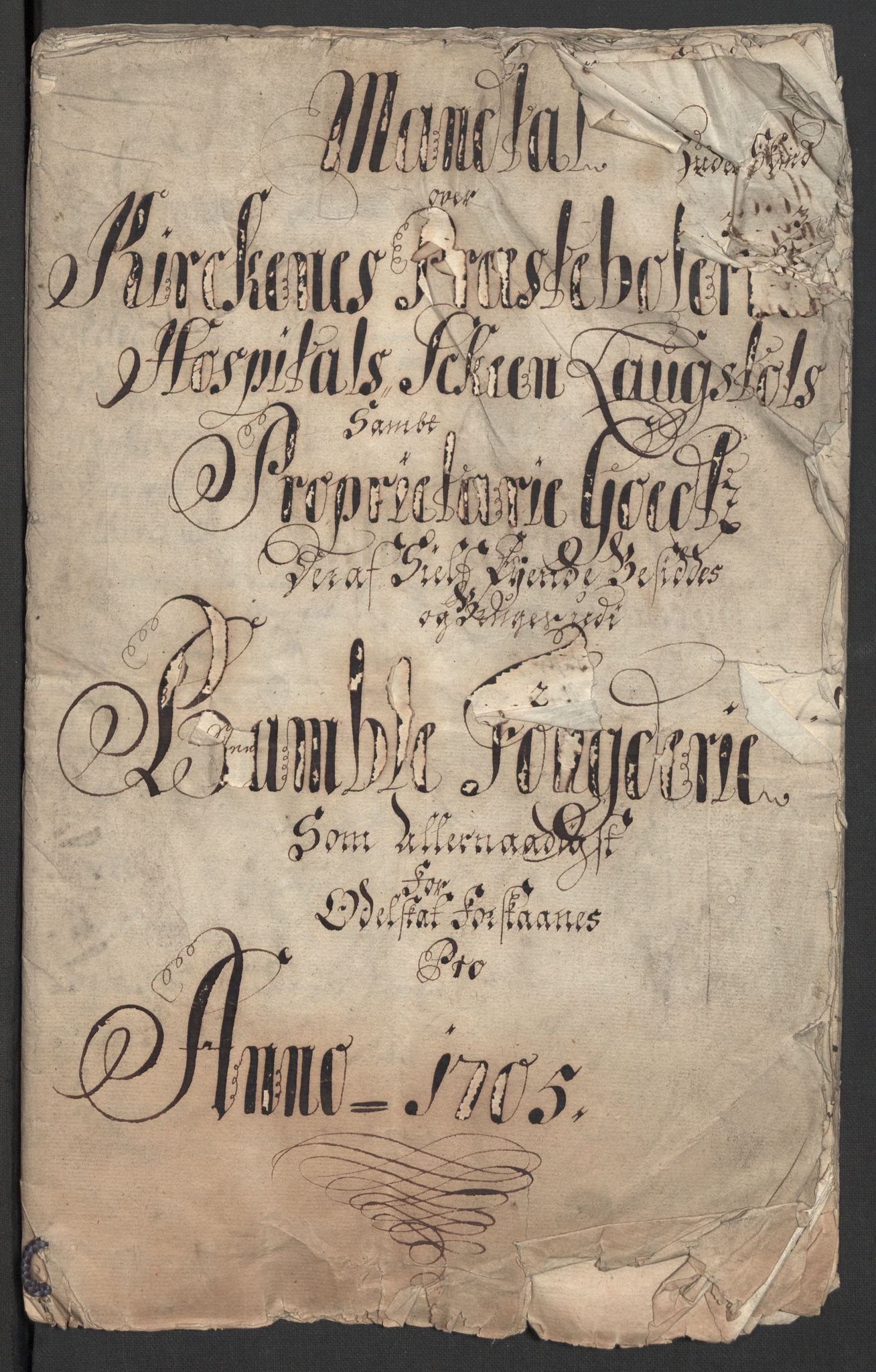 Rentekammeret inntil 1814, Reviderte regnskaper, Fogderegnskap, RA/EA-4092/R36/L2114: Fogderegnskap Øvre og Nedre Telemark og Bamble, 1705, s. 261