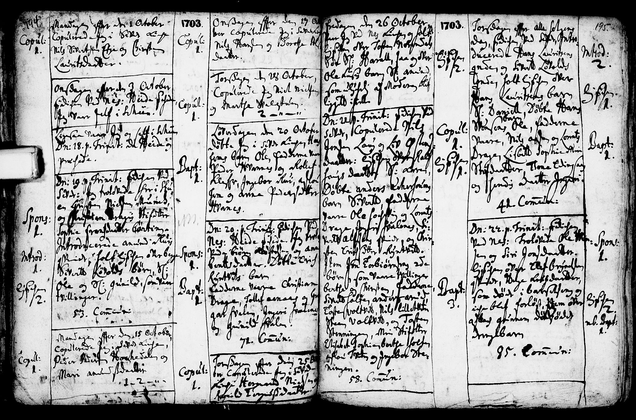Sauherad kirkebøker, AV/SAKO-A-298/F/Fa/L0002: Ministerialbok nr. I 2, 1681-1720, s. 194-195