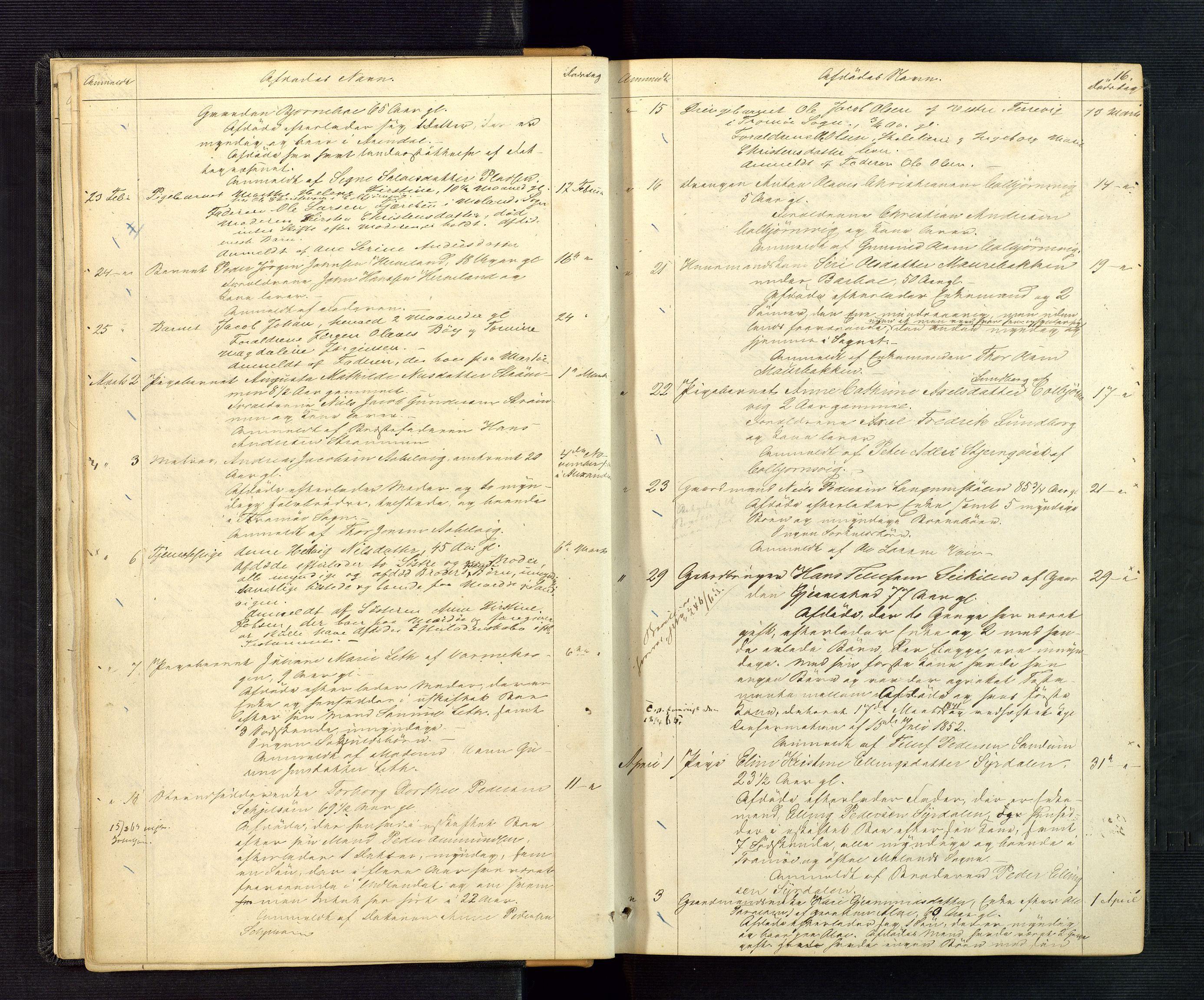 Nedenes sorenskriveri, AV/SAK-1221-0006/H/Ha/L0002: Dødsfallsfortegnelse nr 2, 1863-1889, s. 16