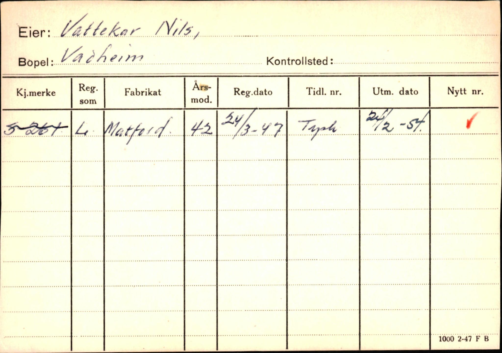 Statens vegvesen, Sogn og Fjordane vegkontor, AV/SAB-A-5301/4/F/L0131: Eigarregister Høyanger P-Å. Stryn S-Å, 1945-1975, s. 788