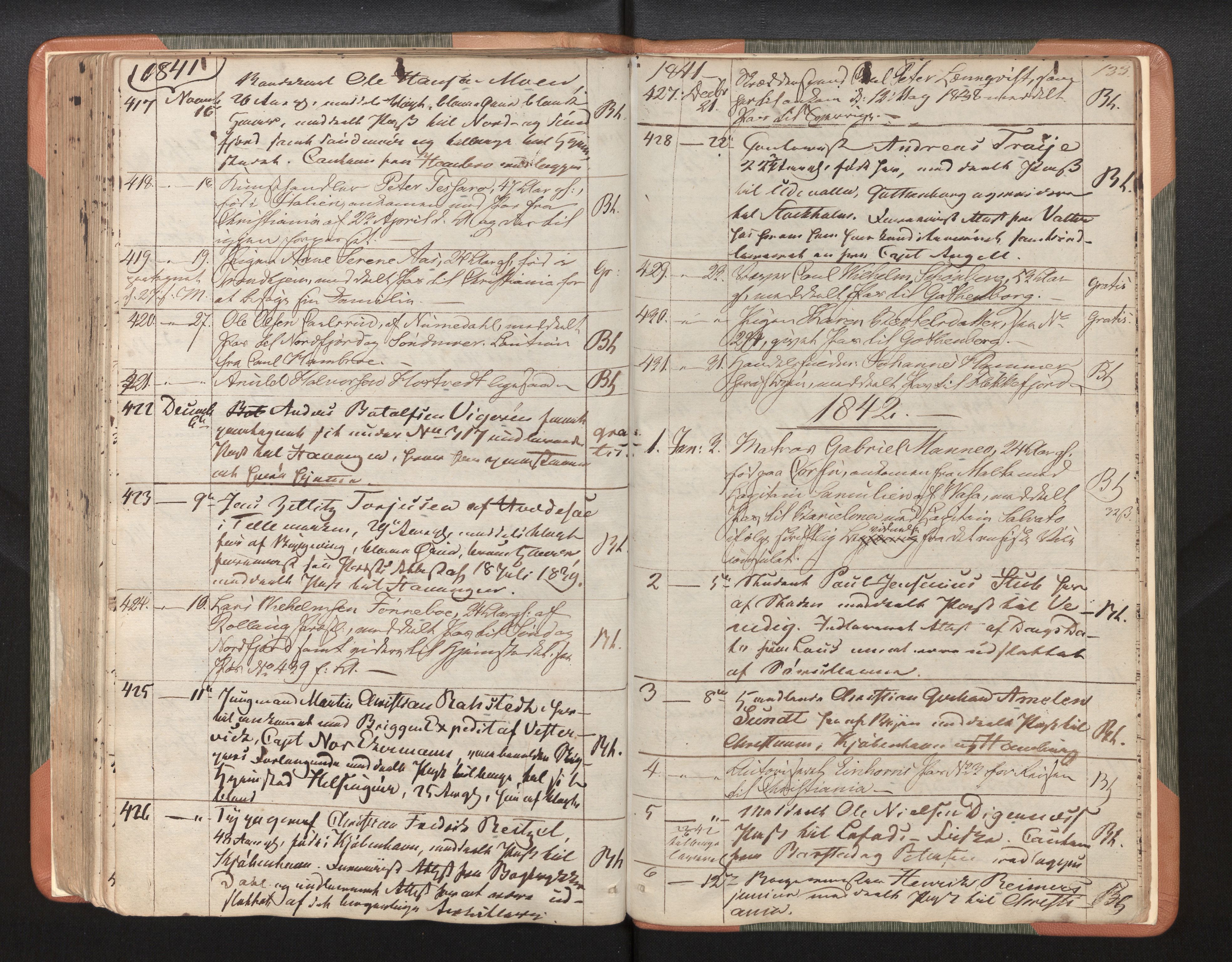 Bergen politikammer / politidistrikt, AV/SAB-A-60401/L/La/Lab/L0003: Passprotokoll, 1836-1842, s. 133