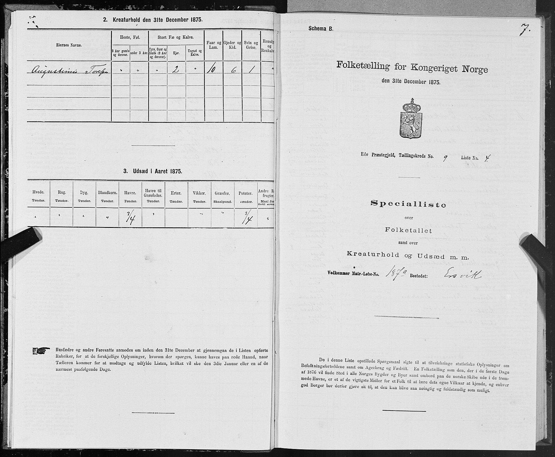 SAT, Folketelling 1875 for 1573P Edøy prestegjeld, 1875, s. 4007