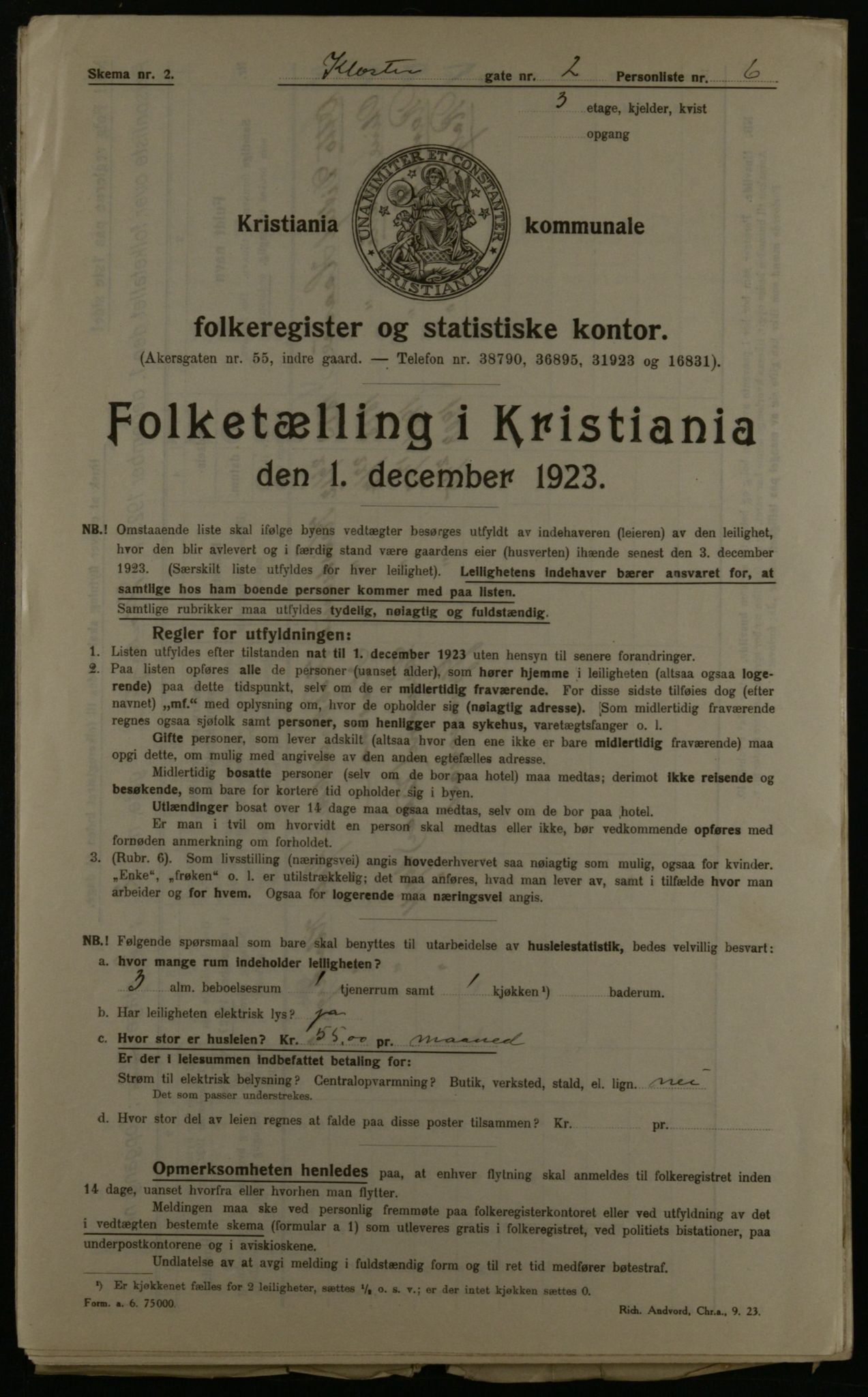 OBA, Kommunal folketelling 1.12.1923 for Kristiania, 1923, s. 58442