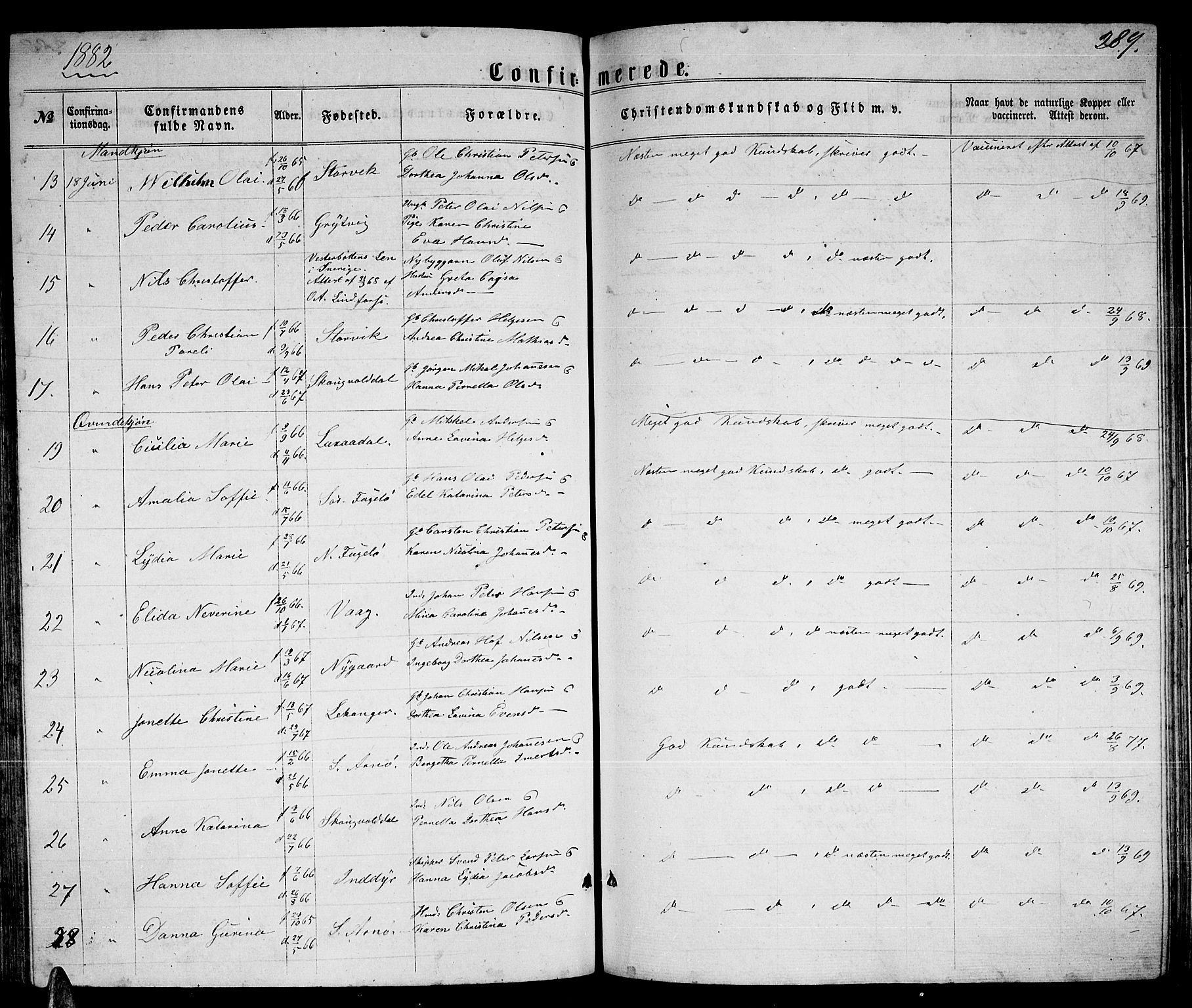 Ministerialprotokoller, klokkerbøker og fødselsregistre - Nordland, AV/SAT-A-1459/805/L0107: Klokkerbok nr. 805C03, 1862-1885, s. 289