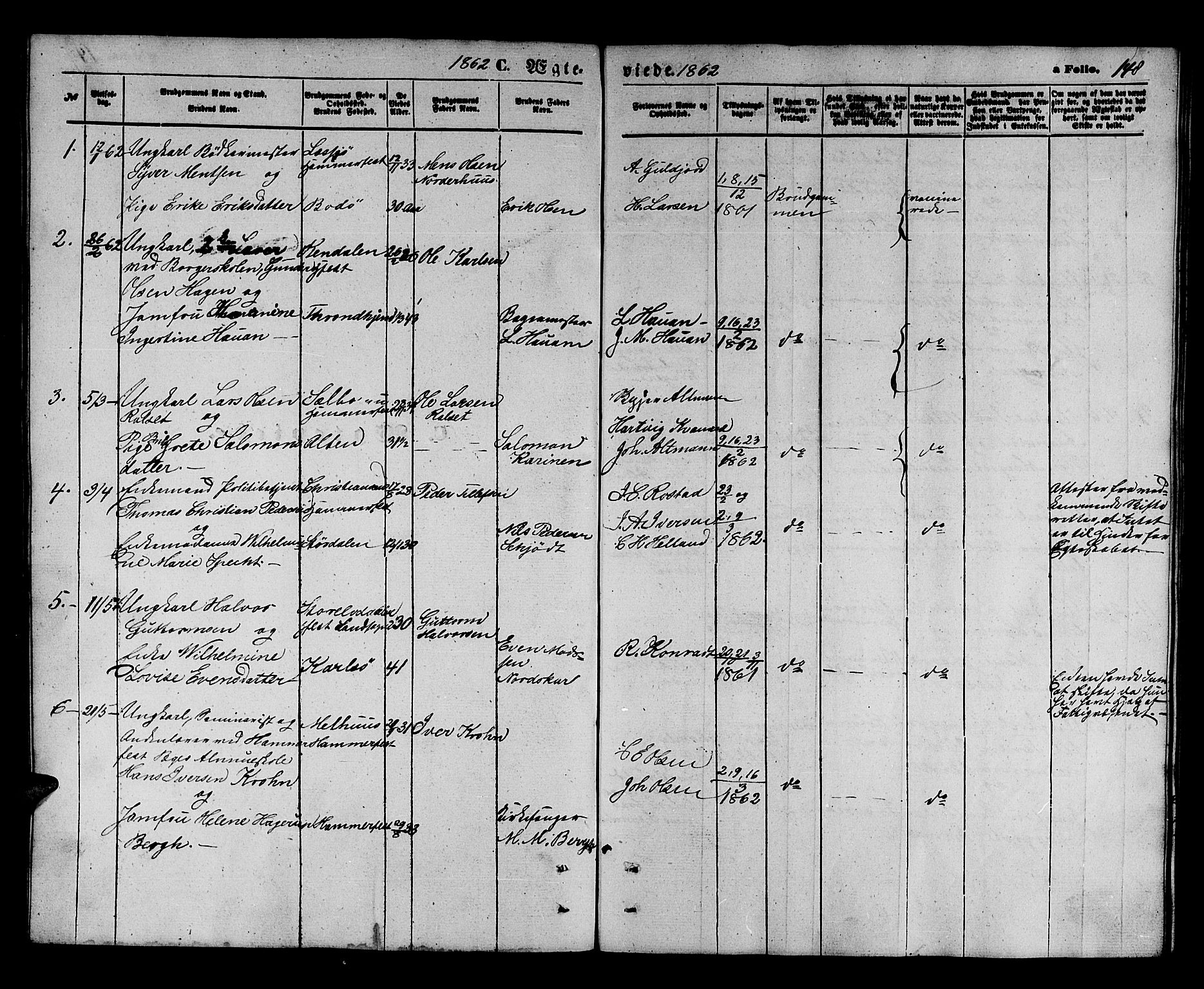 Hammerfest sokneprestkontor, AV/SATØ-S-1347/H/Hb/L0003.klokk: Klokkerbok nr. 3 /1, 1862-1868, s. 148