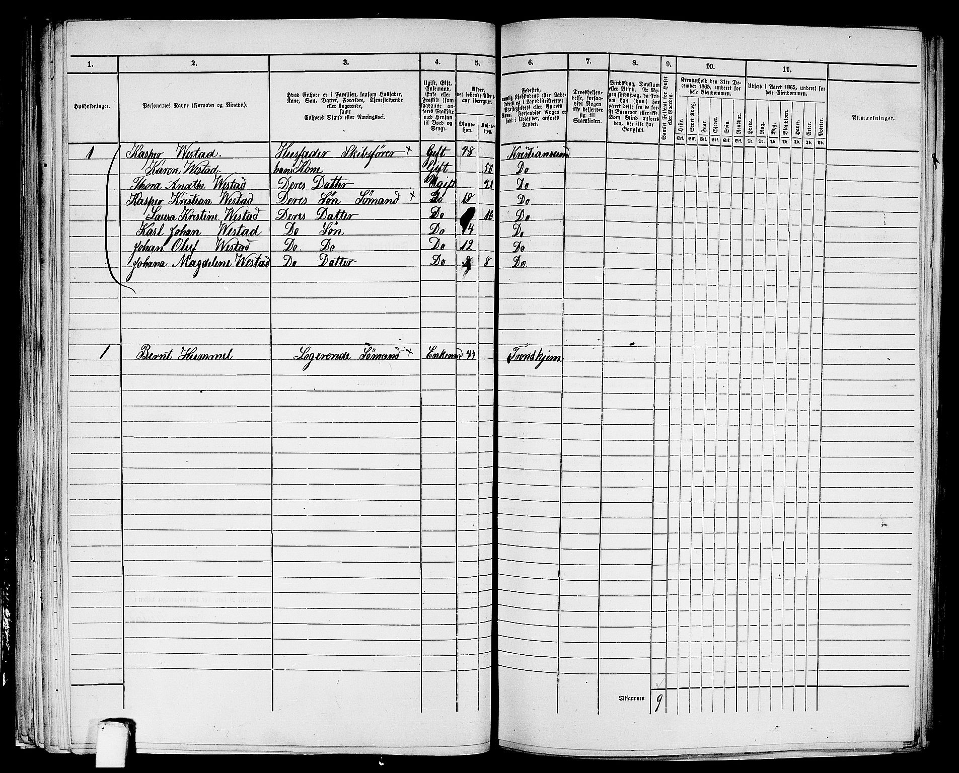 RA, Folketelling 1865 for 1503B Kristiansund prestegjeld, Kristiansund kjøpstad, 1865, s. 580