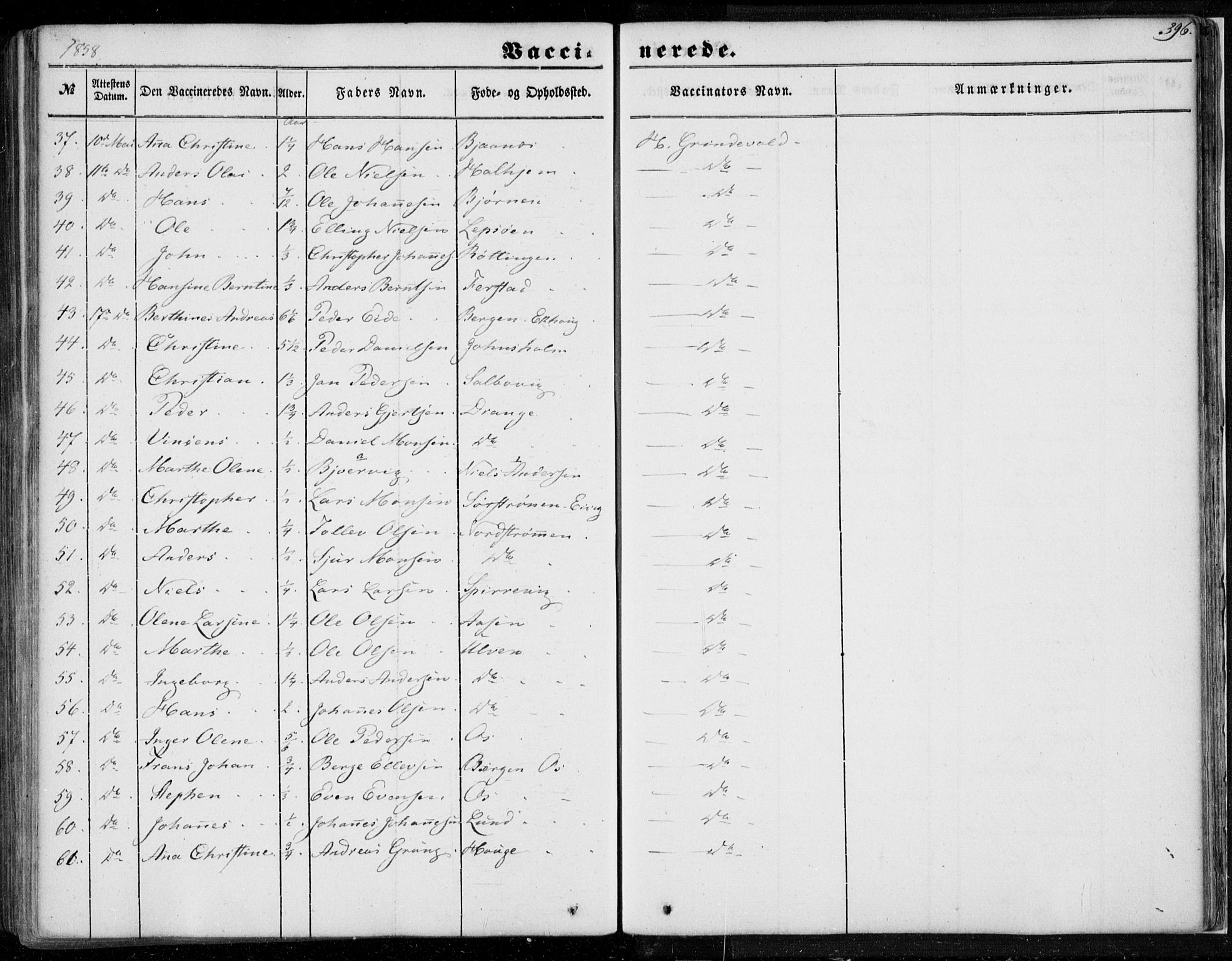 Os sokneprestembete, AV/SAB-A-99929: Ministerialbok nr. A 16, 1851-1859, s. 396