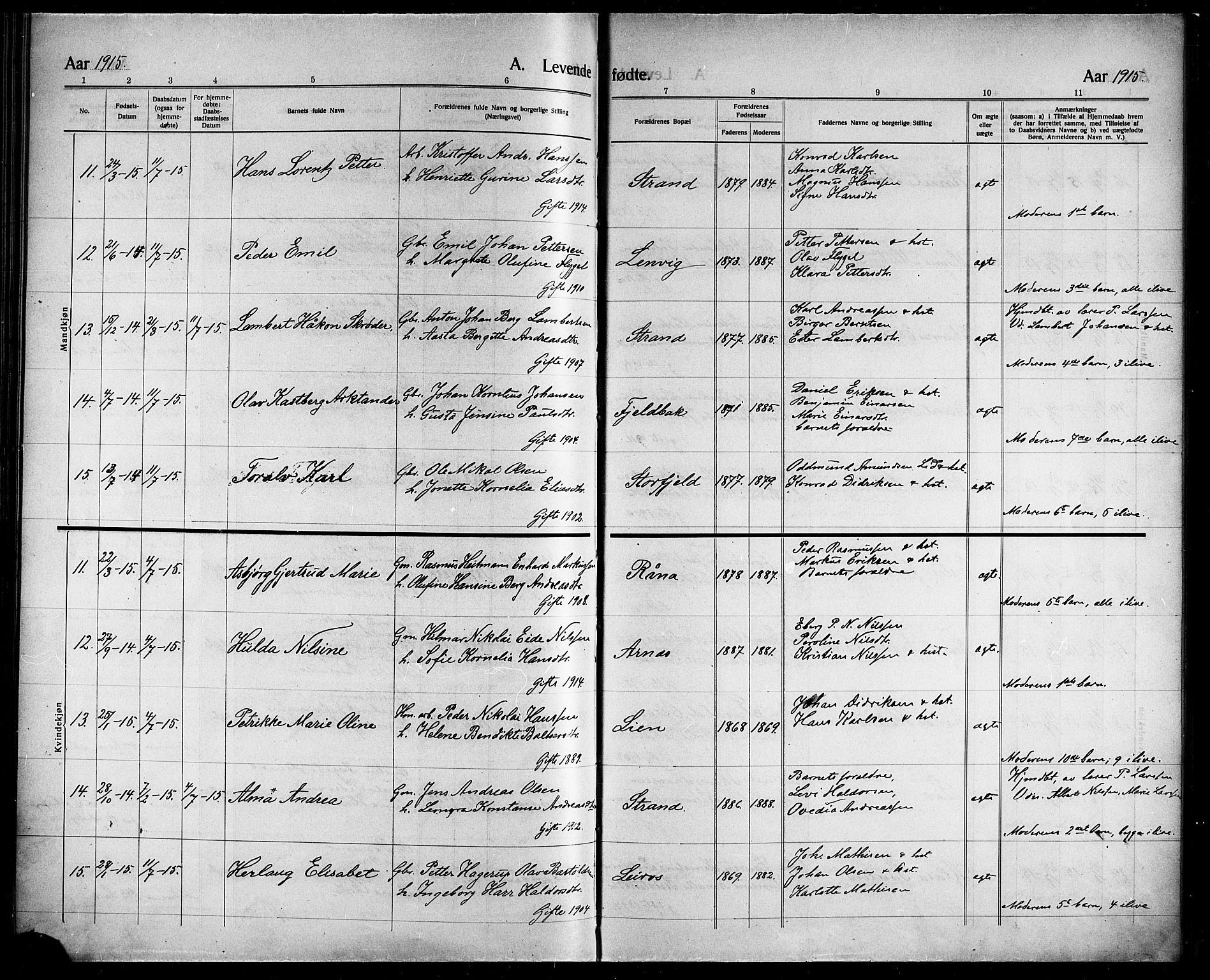 Ministerialprotokoller, klokkerbøker og fødselsregistre - Nordland, AV/SAT-A-1459/863/L0916: Klokkerbok nr. 863C06, 1907-1921