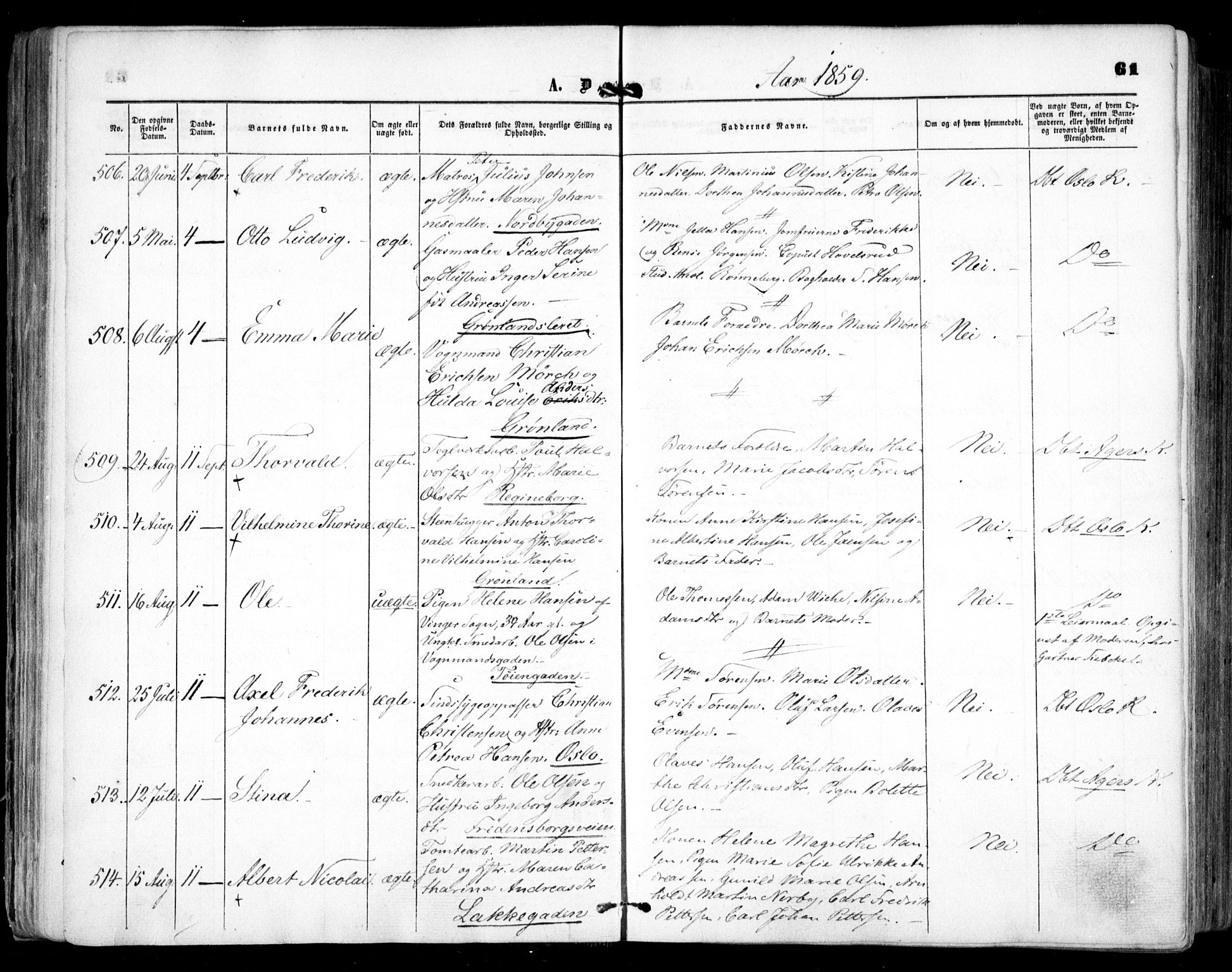 Grønland prestekontor Kirkebøker, SAO/A-10848/F/Fa/L0001: Ministerialbok nr. 1, 1859-1861, s. 61
