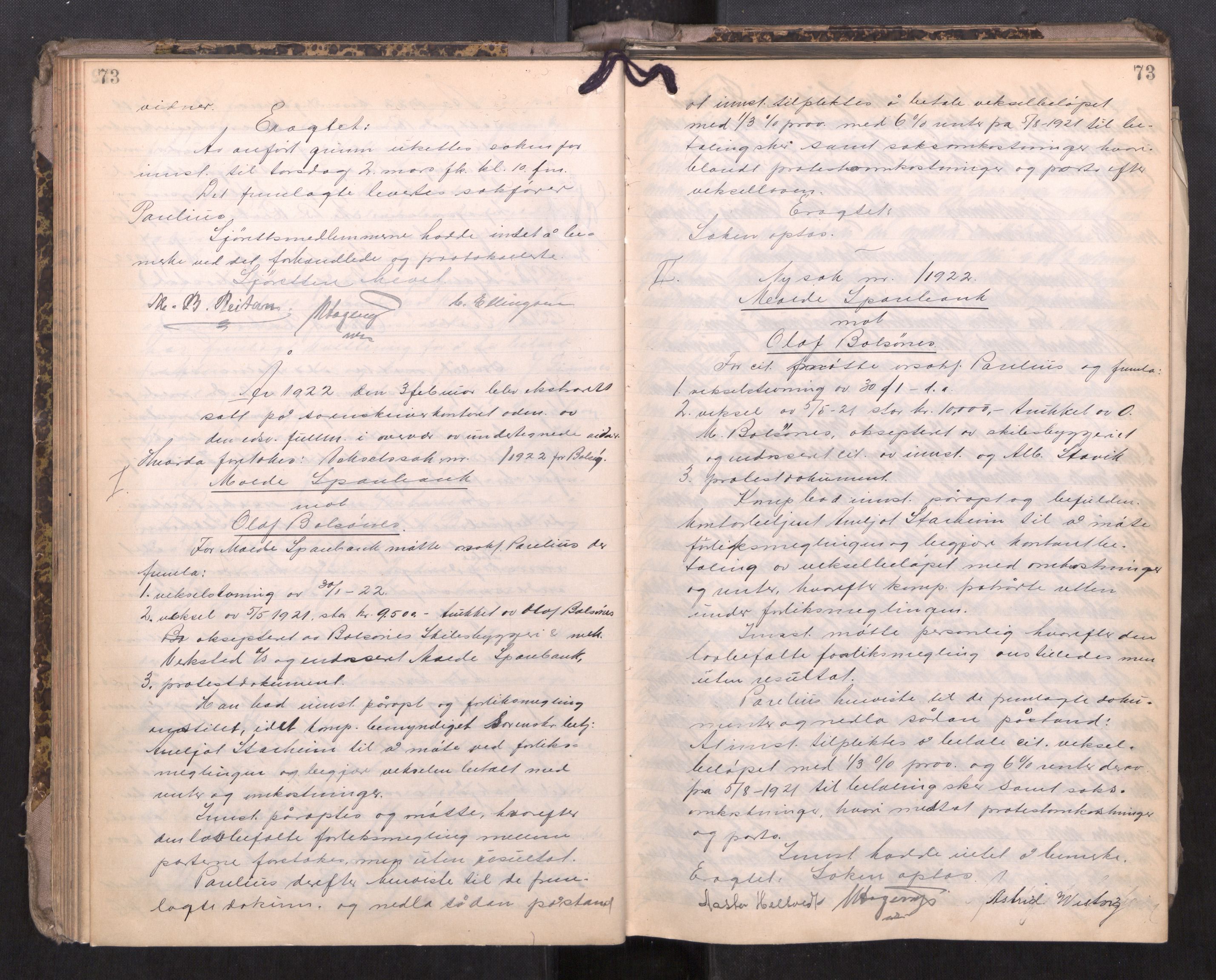 Romsdal sorenskriveri, AV/SAT-A-4149/1/1/1B/L0021: Ekstrarettsprotokoll, 1921-1933, s. 73