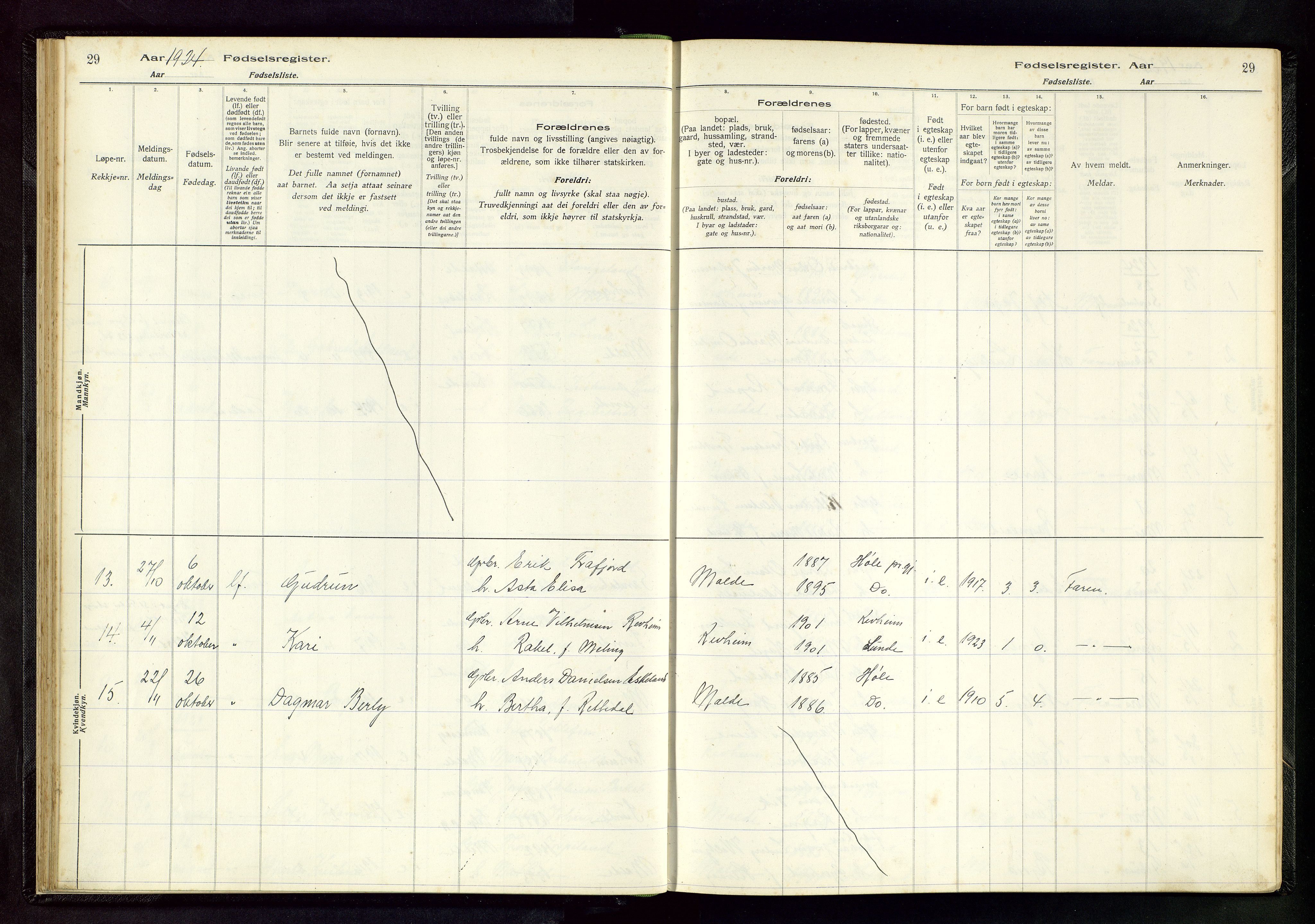 Håland sokneprestkontor, AV/SAST-A-101802/002/A/L0005: Fødselsregister nr. 5, 1916-1957, s. 29