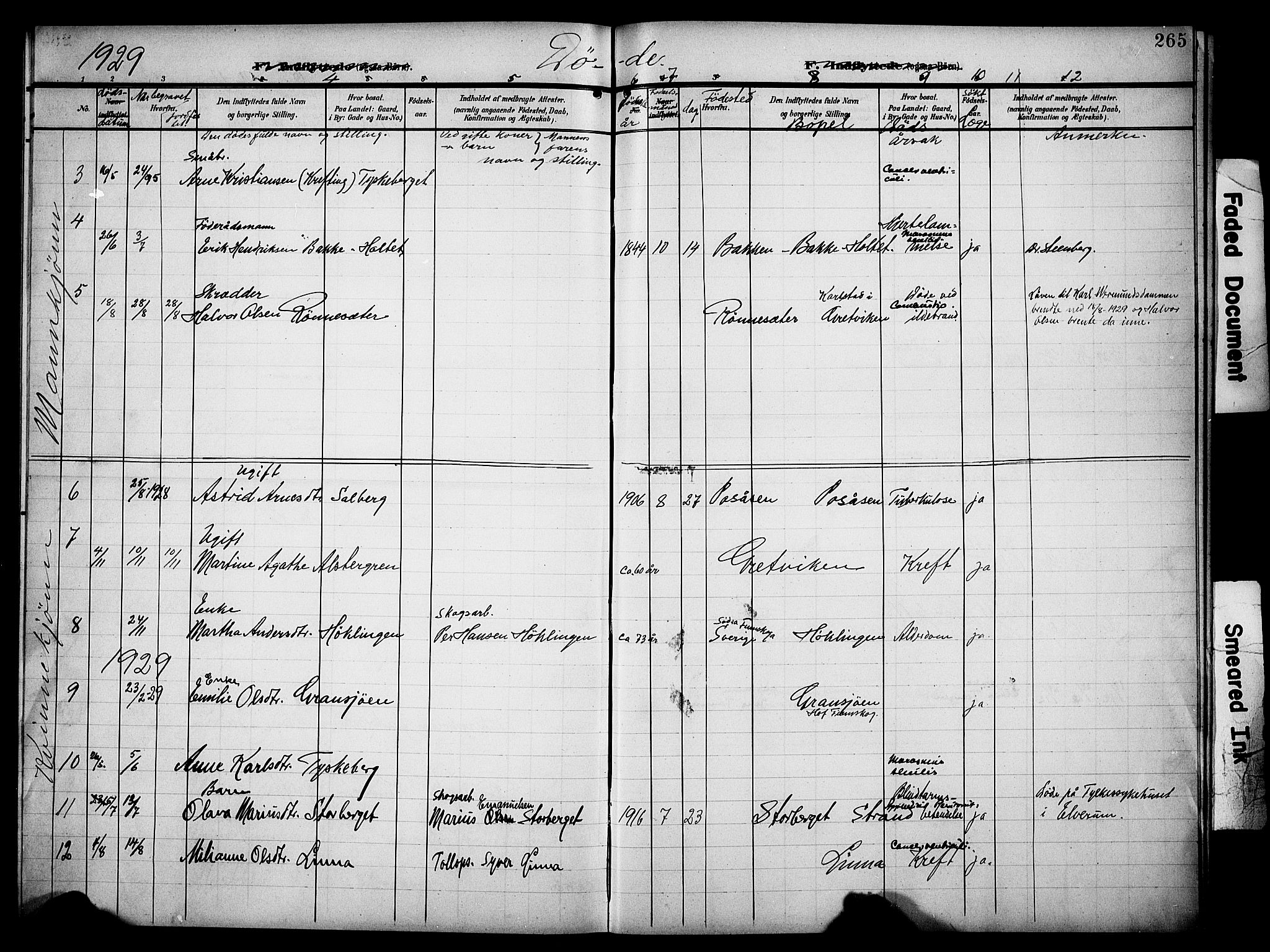 Åsnes prestekontor, AV/SAH-PREST-042/H/Ha/Hab/L0006: Klokkerbok nr. 6, 1903-1929, s. 265