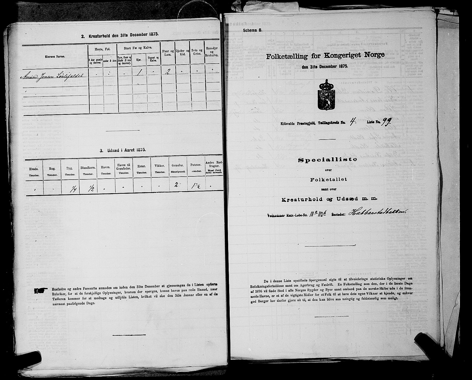 RA, Folketelling 1875 for 0237P Eidsvoll prestegjeld, 1875, s. 661