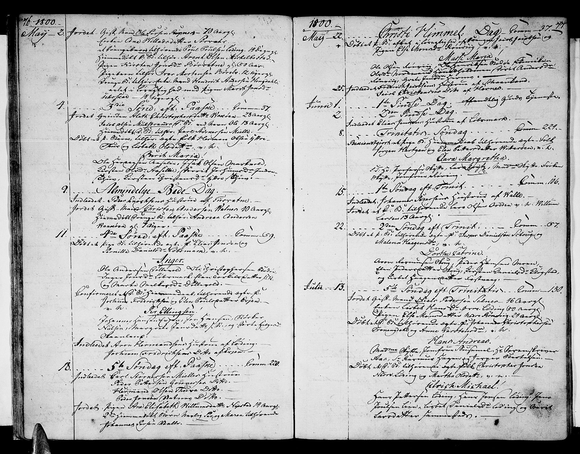 Ministerialprotokoller, klokkerbøker og fødselsregistre - Nordland, AV/SAT-A-1459/801/L0004: Ministerialbok nr. 801A04, 1796-1817, s. 76-77