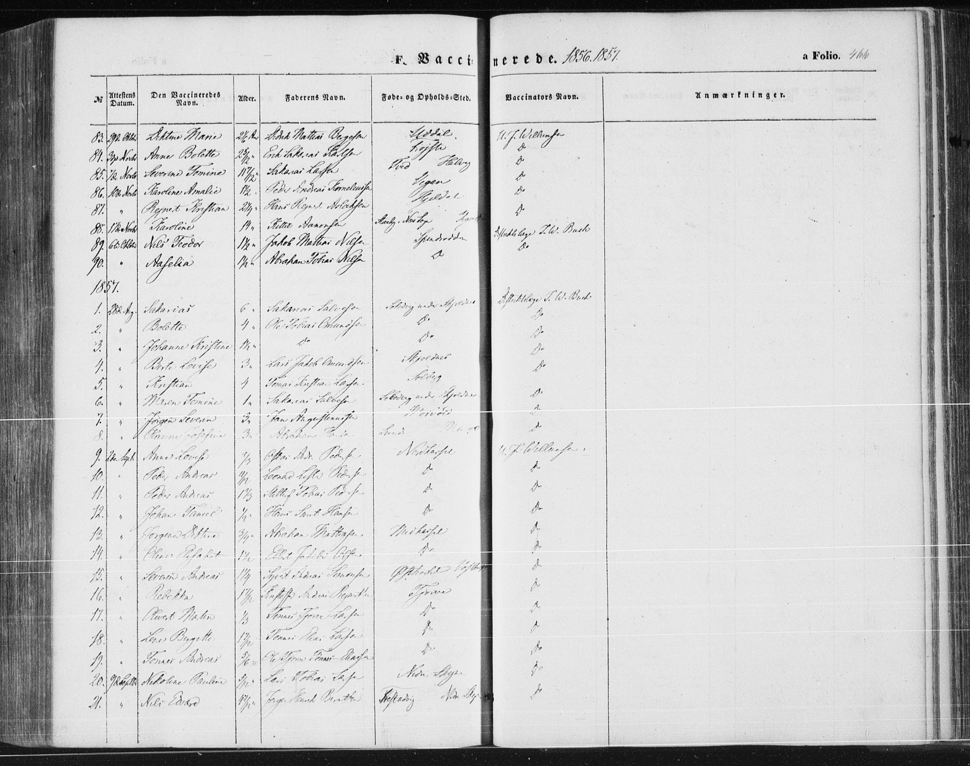Lista sokneprestkontor, SAK/1111-0027/F/Fa/L0010: Ministerialbok nr. A 10, 1846-1861, s. 466