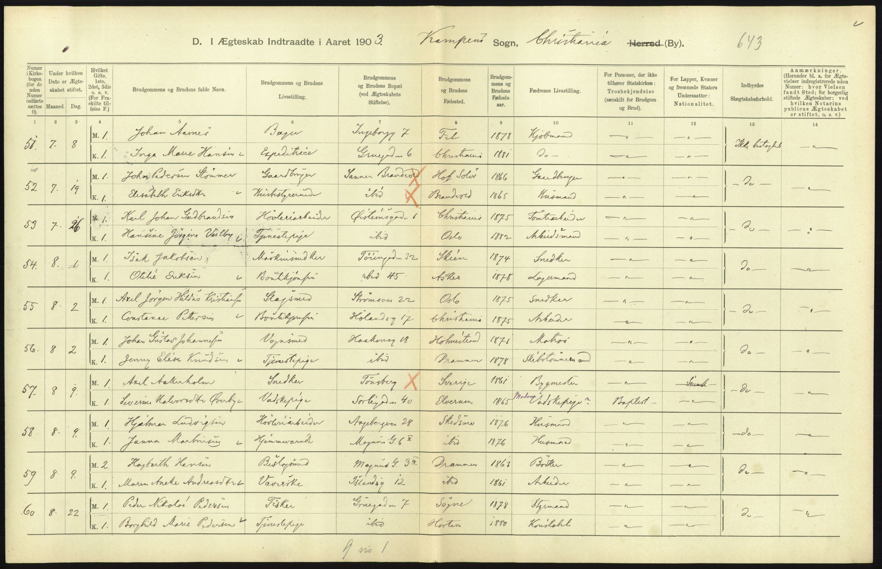 Statistisk sentralbyrå, Sosiodemografiske emner, Befolkning, AV/RA-S-2228/D/Df/Dfa/Dfaa/L0004: Kristiania: Gifte, døde, 1903, s. 469