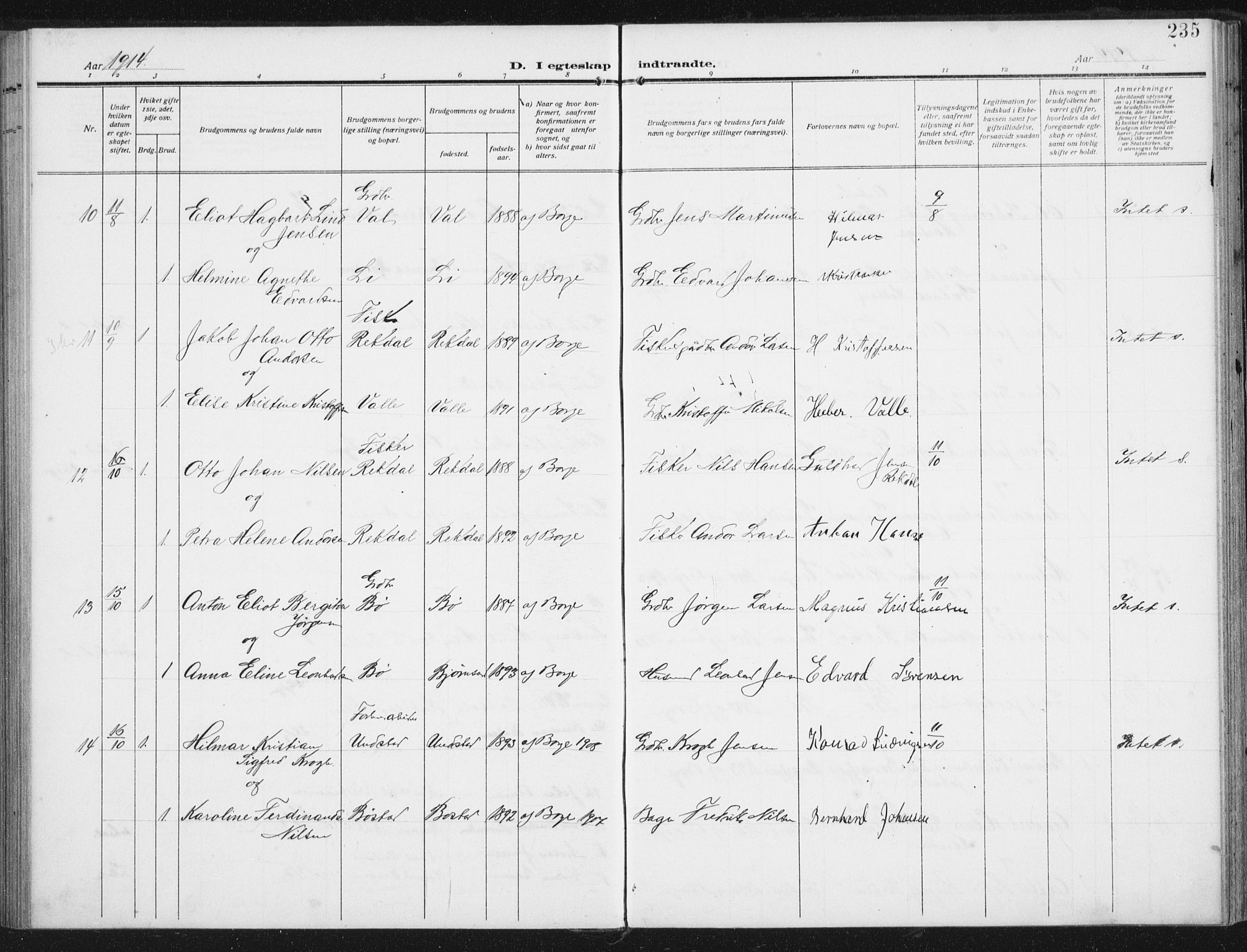 Ministerialprotokoller, klokkerbøker og fødselsregistre - Nordland, SAT/A-1459/880/L1135: Ministerialbok nr. 880A09, 1908-1919, s. 235