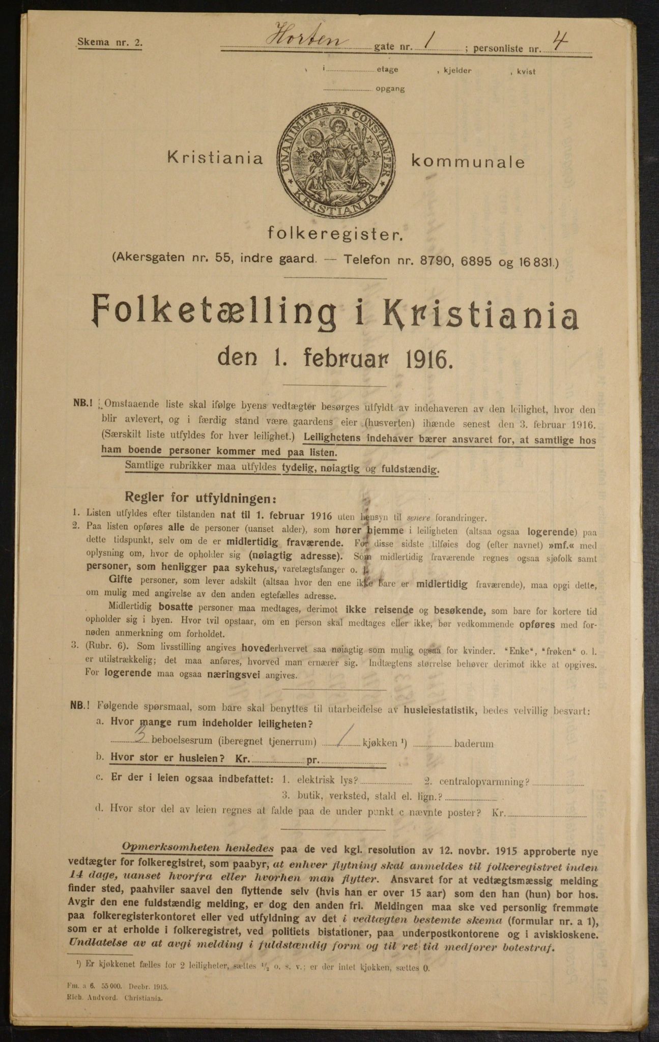 OBA, Kommunal folketelling 1.2.1916 for Kristiania, 1916, s. 42044