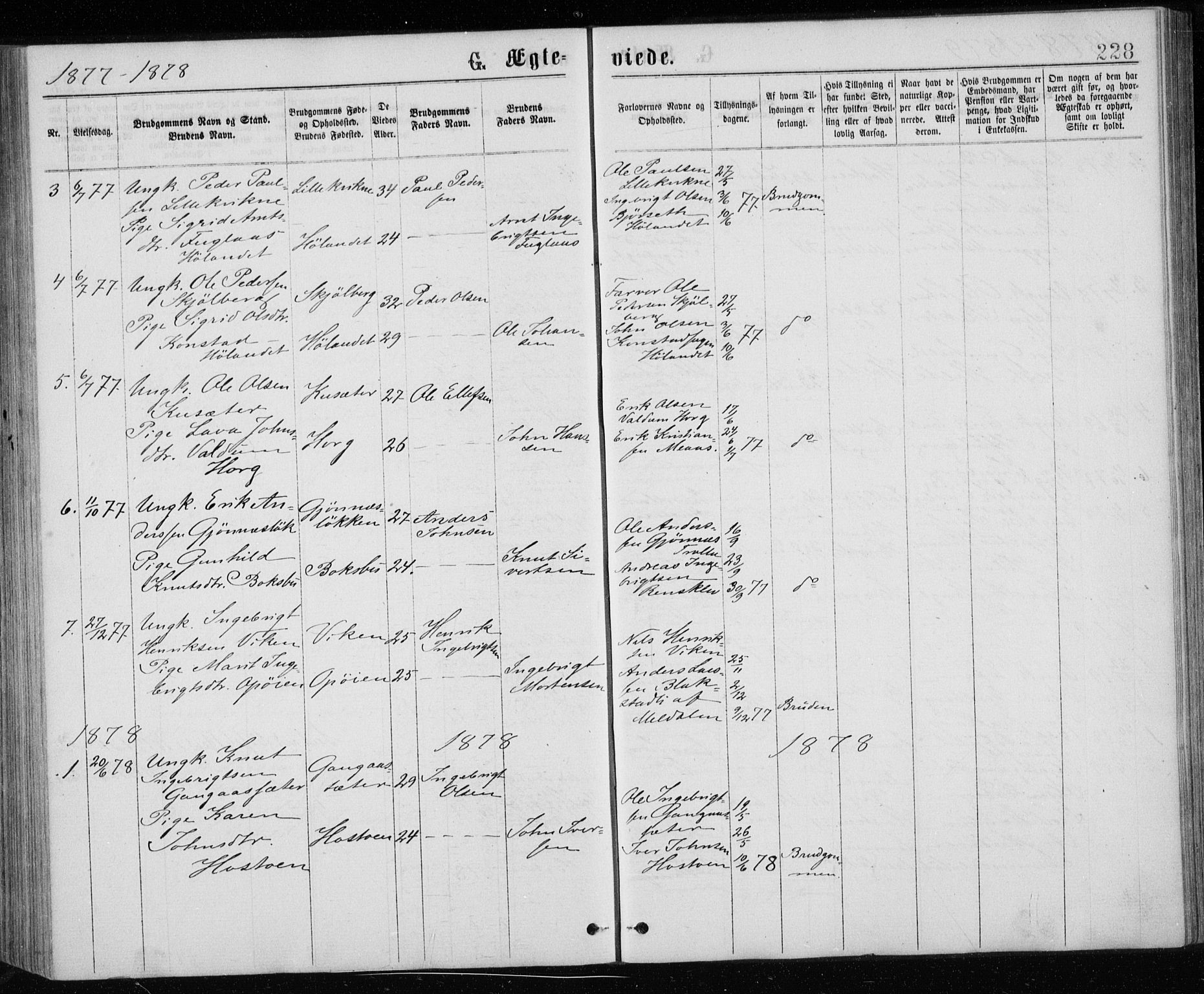 Ministerialprotokoller, klokkerbøker og fødselsregistre - Sør-Trøndelag, SAT/A-1456/671/L0843: Klokkerbok nr. 671C02, 1873-1892, s. 228