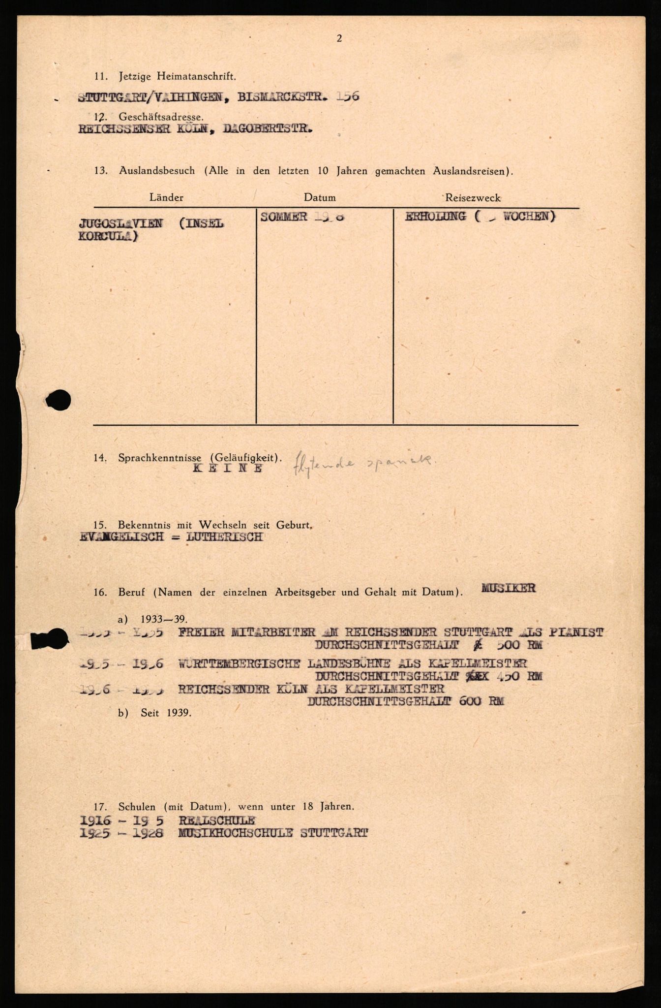 Forsvaret, Forsvarets overkommando II, AV/RA-RAFA-3915/D/Db/L0030: CI Questionaires. Tyske okkupasjonsstyrker i Norge. Tyskere., 1945-1946, s. 191