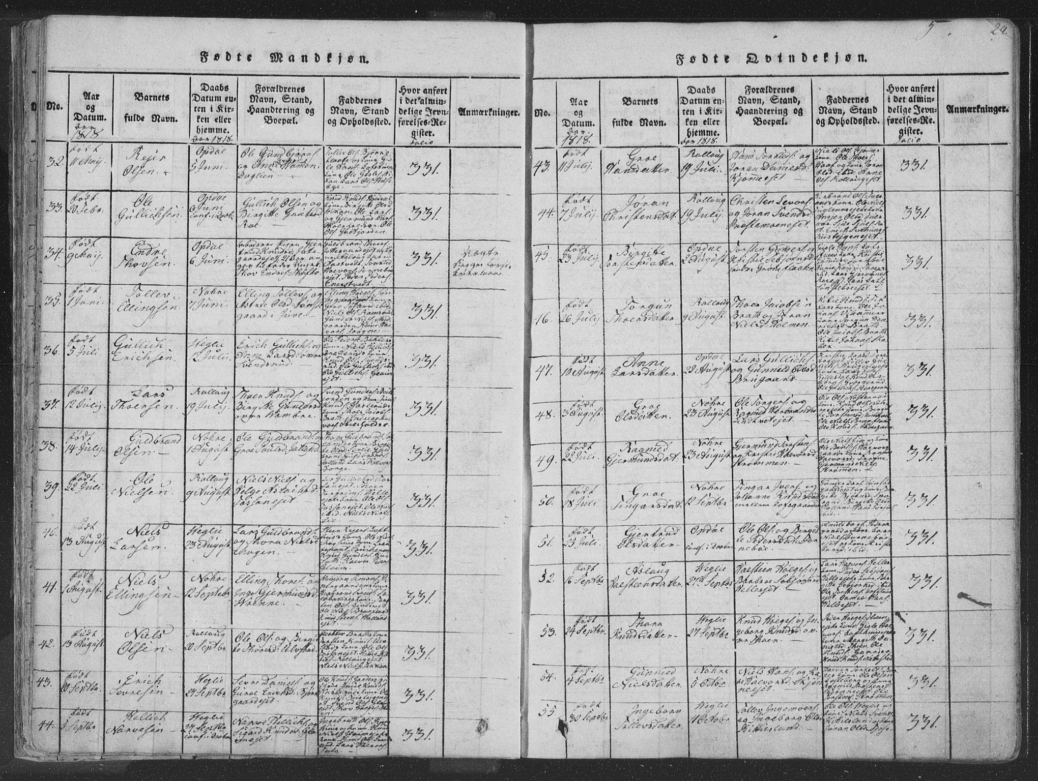Rollag kirkebøker, AV/SAKO-A-240/F/Fa/L0006: Ministerialbok nr. I 6, 1814-1828, s. 28