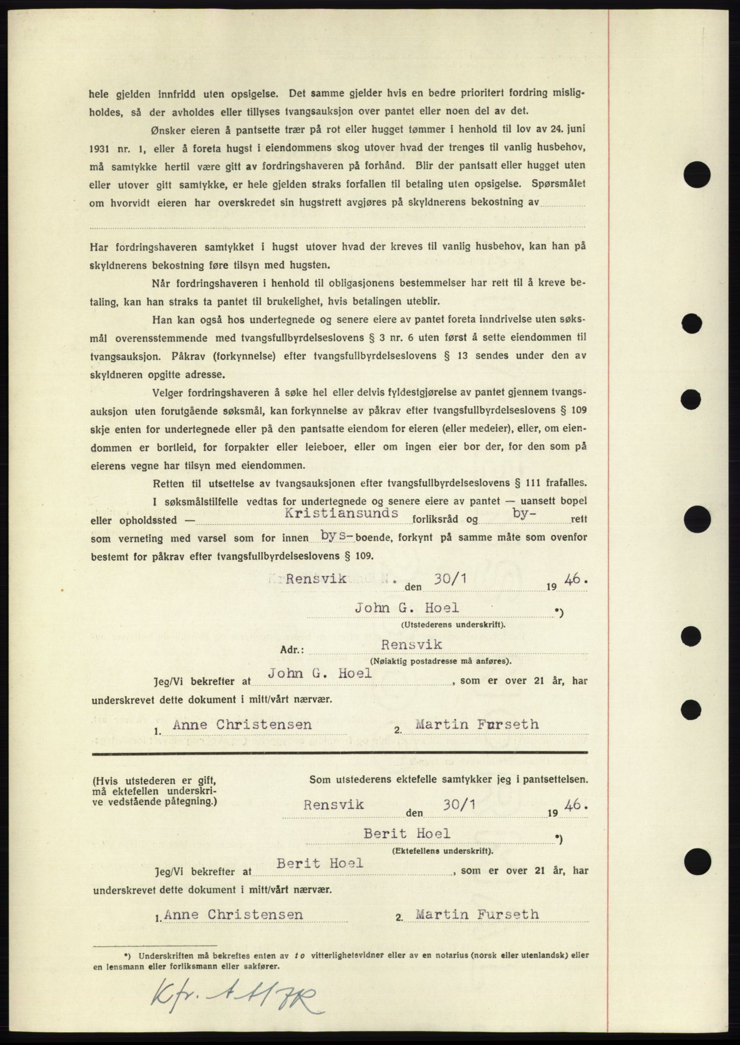 Nordmøre sorenskriveri, AV/SAT-A-4132/1/2/2Ca: Pantebok nr. B93b, 1946-1946, Dagboknr: 149/1946