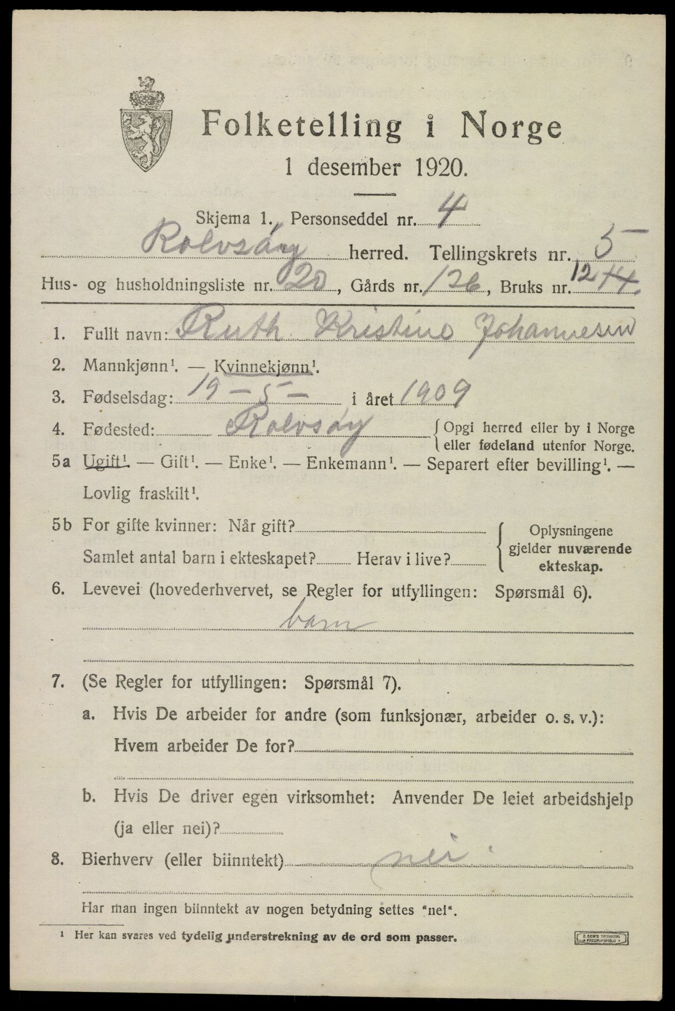 SAO, Folketelling 1920 for 0131 Rolvsøy herred, 1920, s. 5443