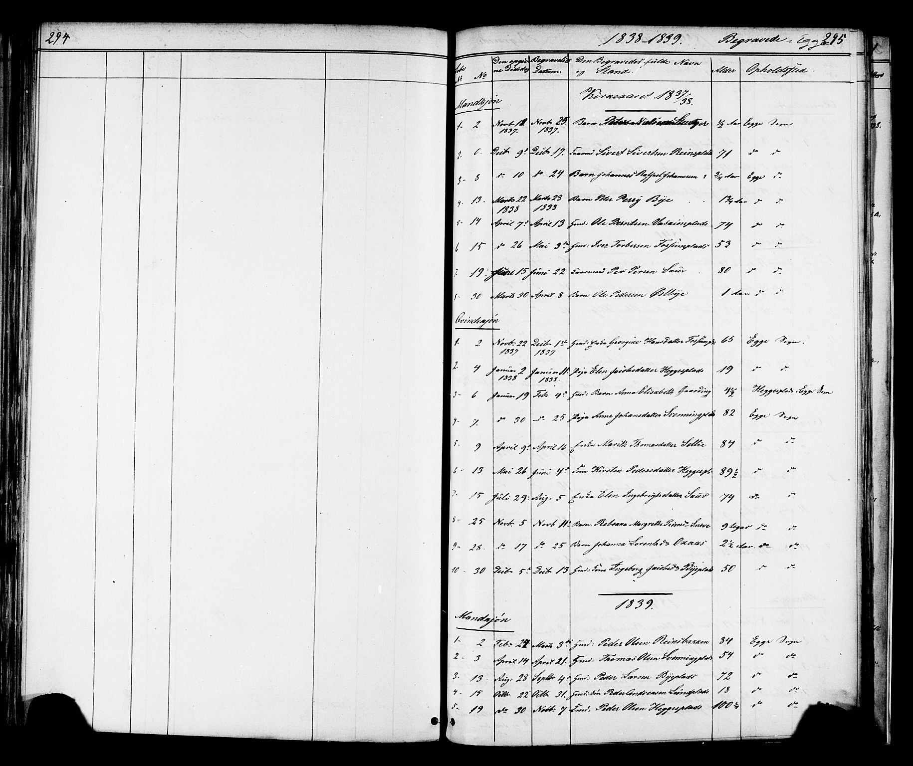 Ministerialprotokoller, klokkerbøker og fødselsregistre - Nord-Trøndelag, AV/SAT-A-1458/739/L0367: Ministerialbok nr. 739A01 /3, 1838-1868, s. 294-295