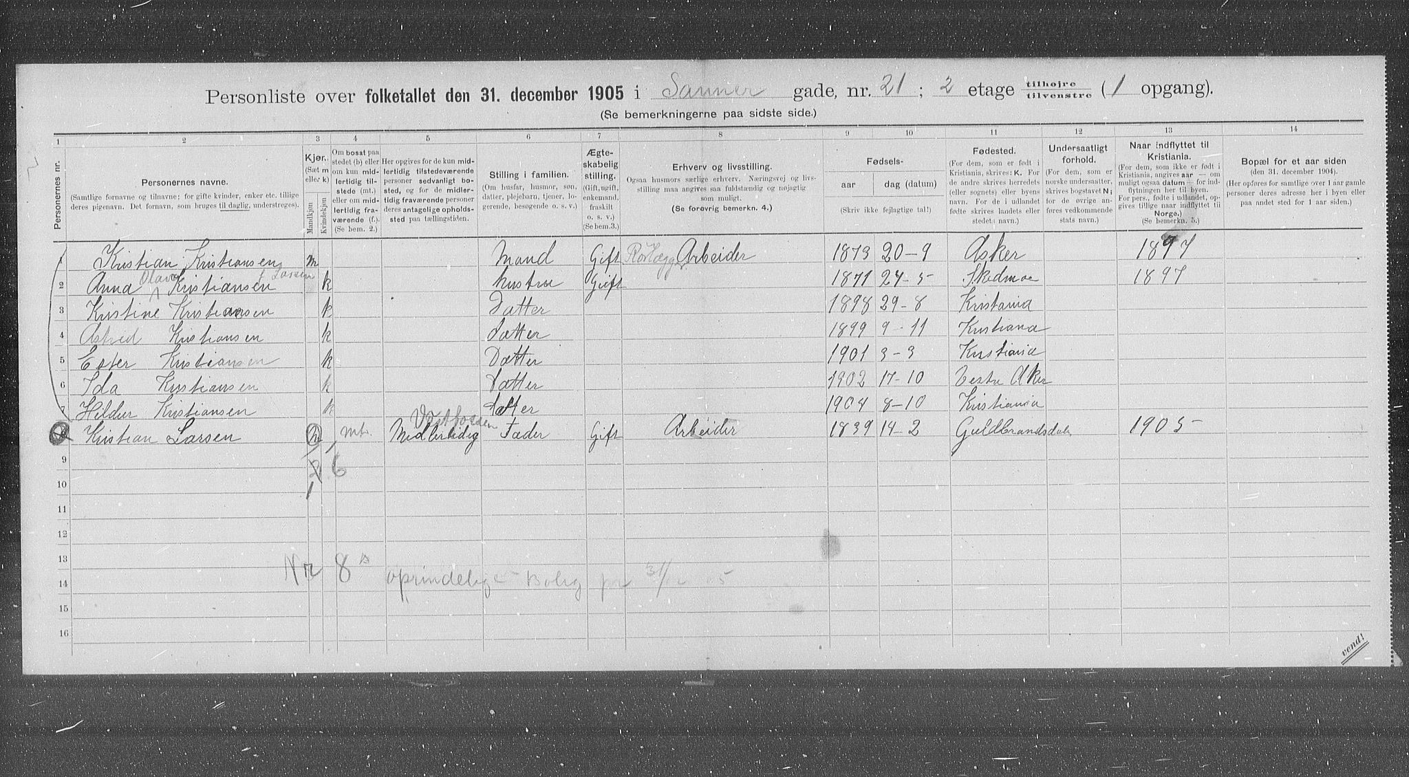 OBA, Kommunal folketelling 31.12.1905 for Kristiania kjøpstad, 1905, s. 46159
