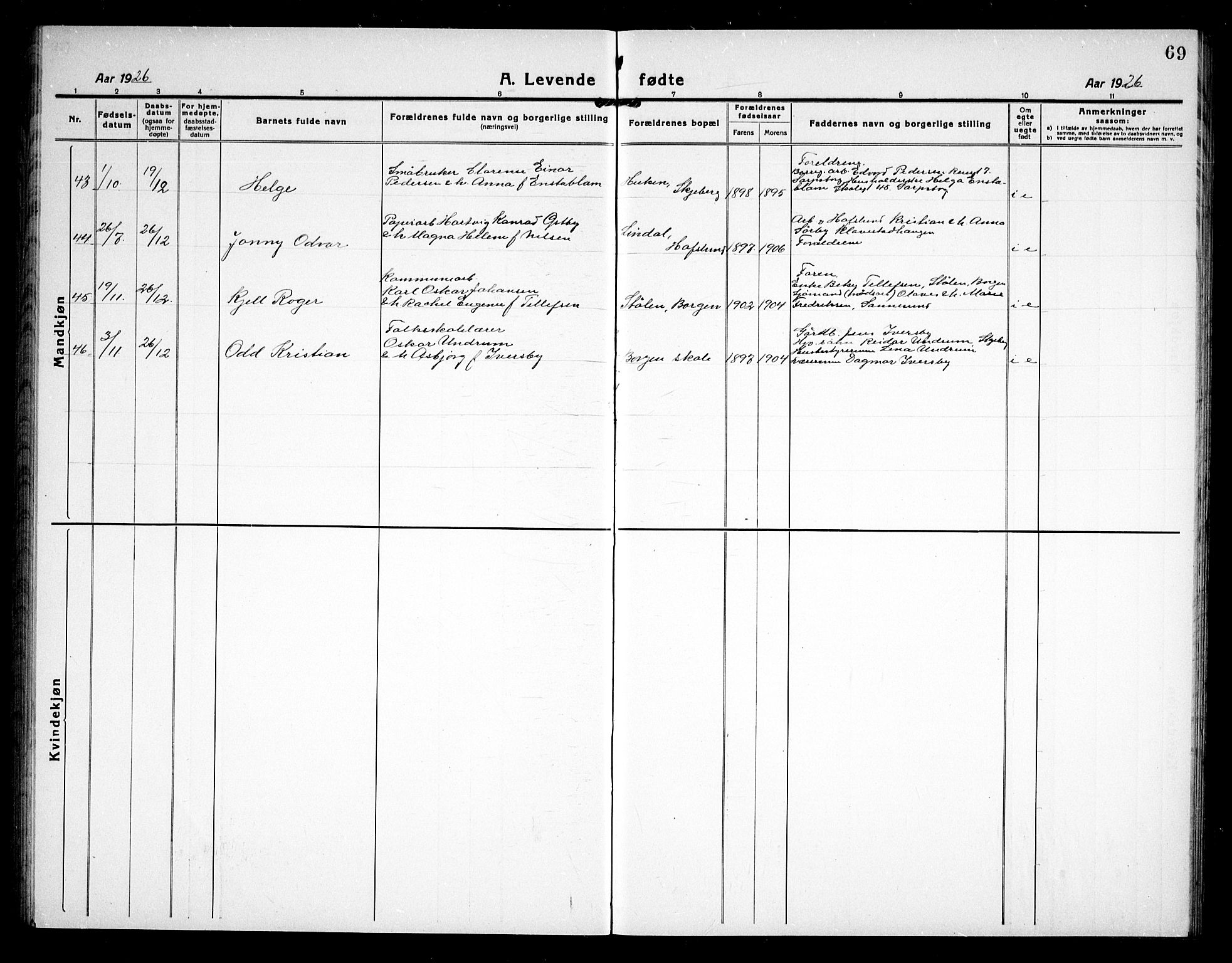 Skjeberg prestekontor Kirkebøker, AV/SAO-A-10923/G/Gd/L0002: Klokkerbok nr. IV 2, 1917-1931, s. 69