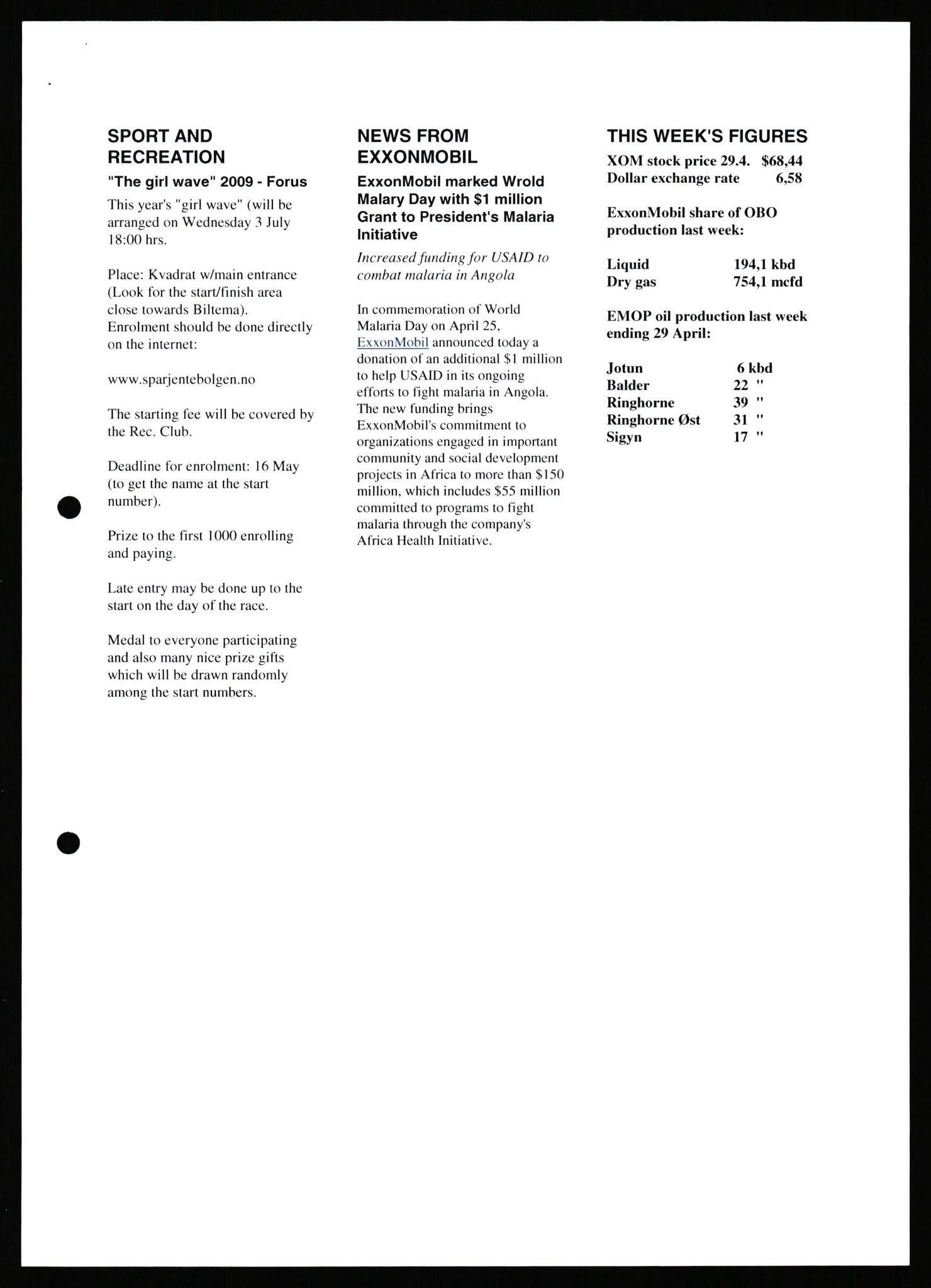 Pa 0982 - Esso Norge A/S, AV/SAST-A-100448/X/Xd/L0007: Ukenytt, 2007-2012