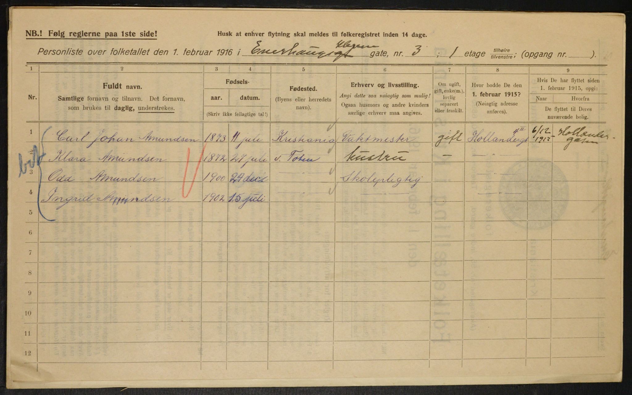 OBA, Kommunal folketelling 1.2.1916 for Kristiania, 1916, s. 22070