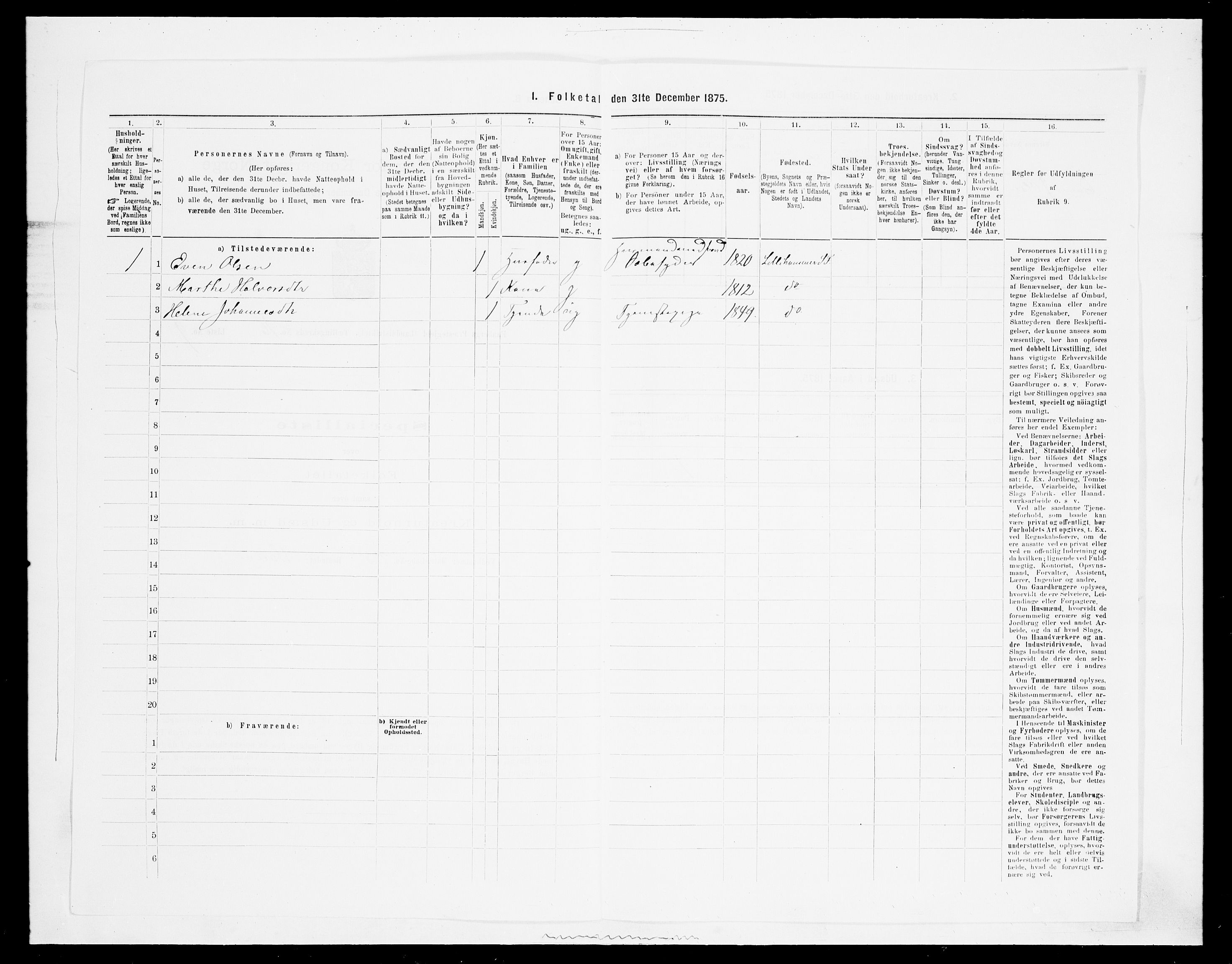 SAH, Folketelling 1875 for 0524L Fåberg prestegjeld, Fåberg sokn og Lillehammer landsokn, 1875, s. 1933