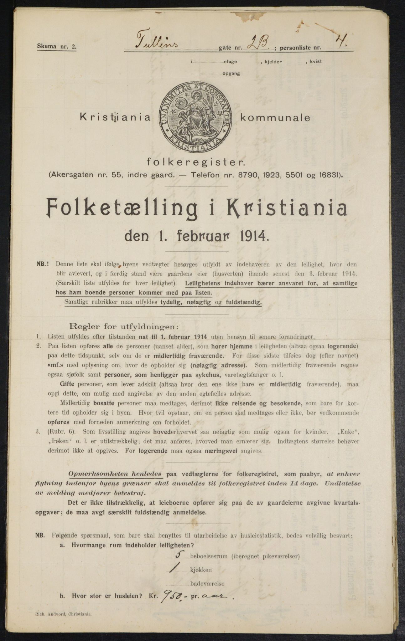 OBA, Kommunal folketelling 1.2.1914 for Kristiania, 1914, s. 116358