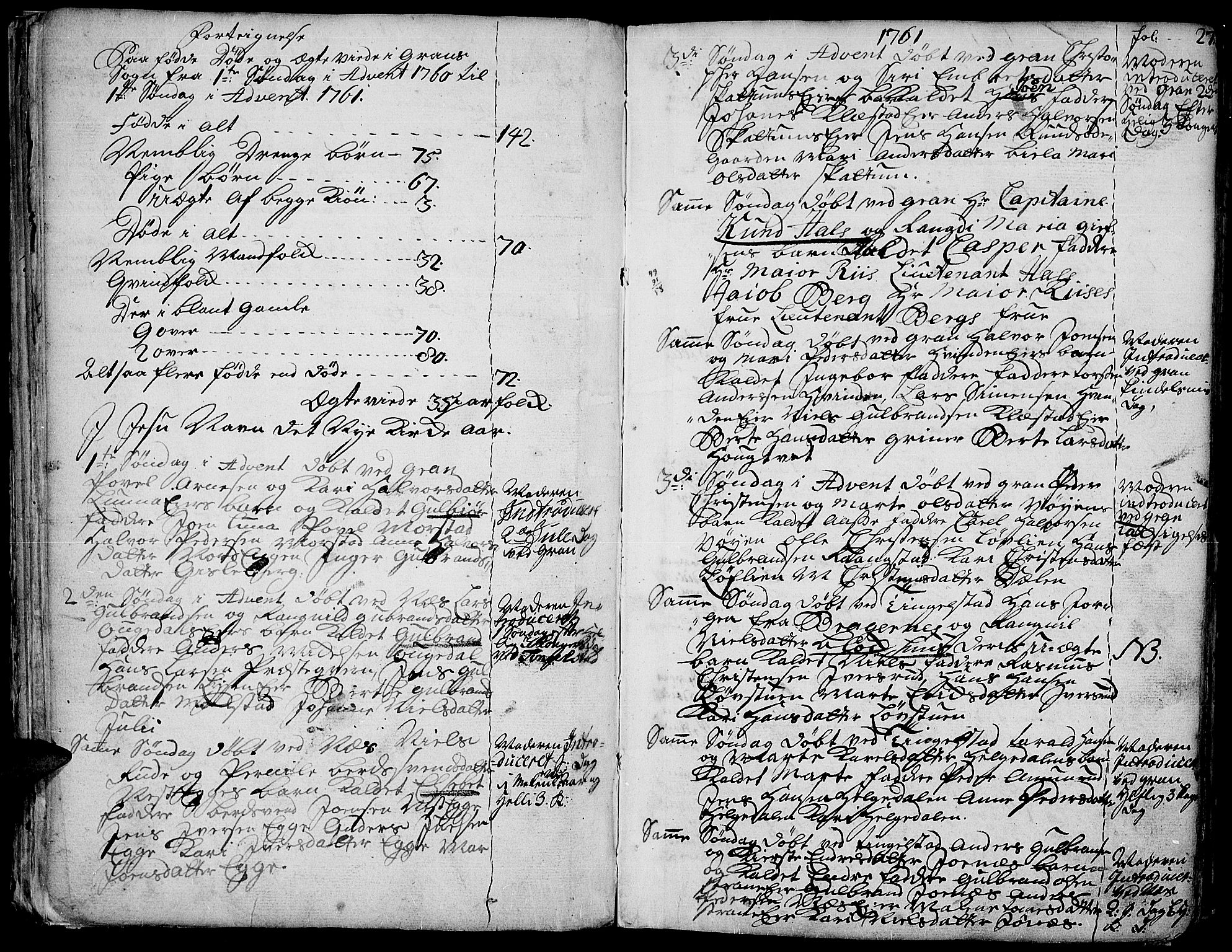 Gran prestekontor, AV/SAH-PREST-112/H/Ha/Haa/L0004: Ministerialbok nr. 4, 1759-1775, s. 27