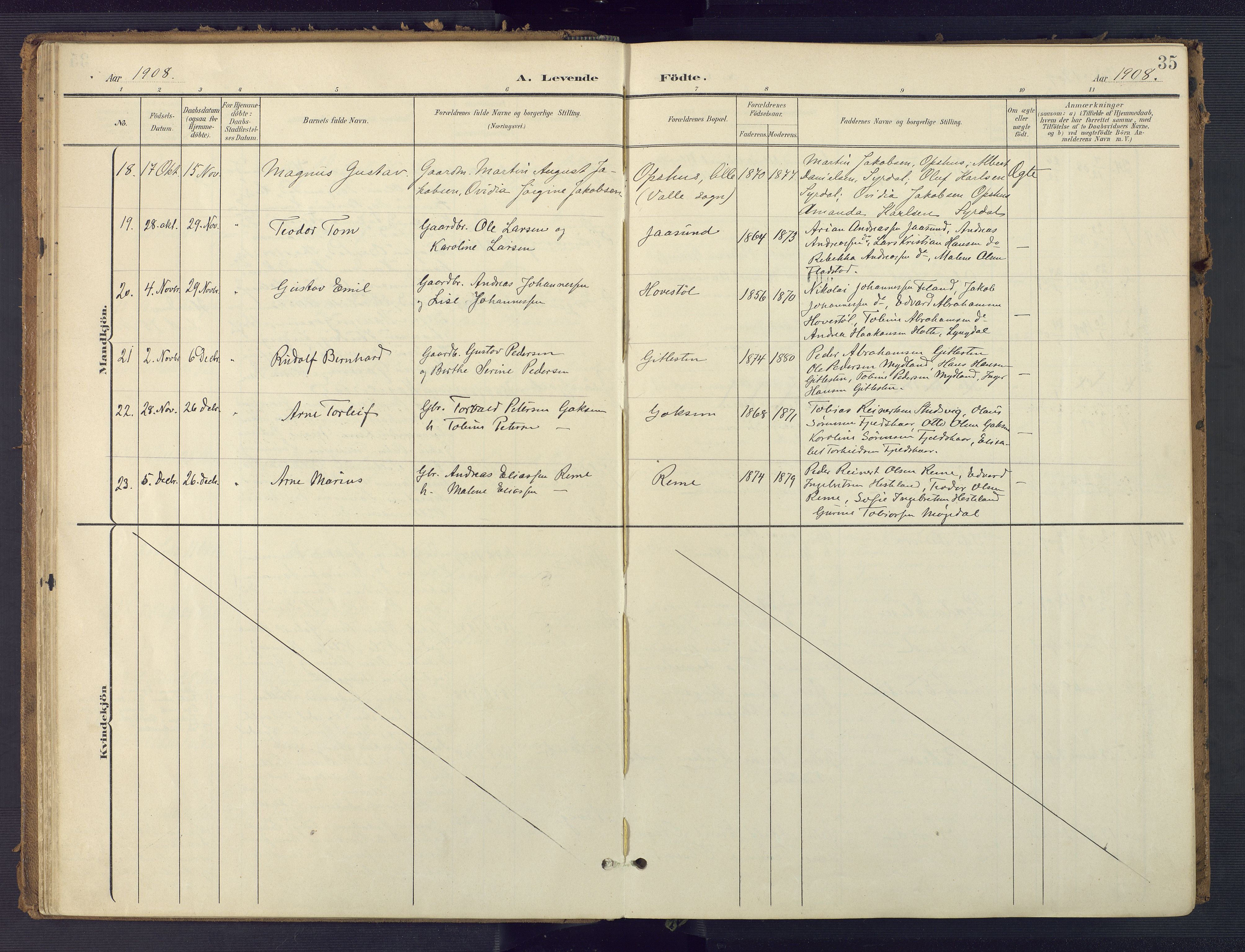 Sør-Audnedal sokneprestkontor, AV/SAK-1111-0039/F/Fa/Faa/L0005: Ministerialbok nr. A 5, 1900-1923, s. 35