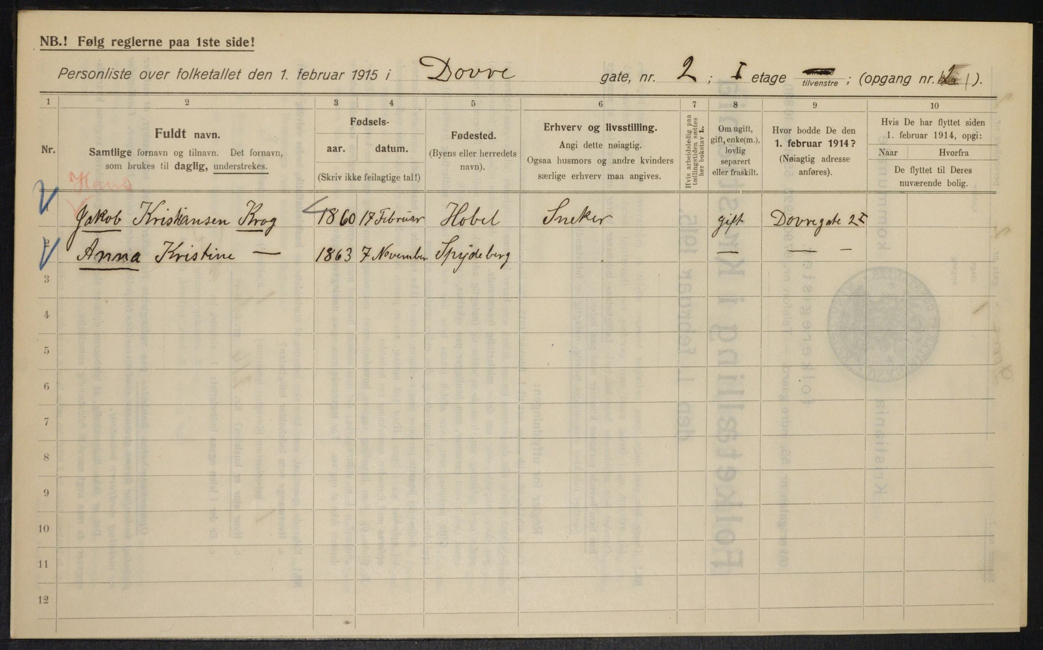 OBA, Kommunal folketelling 1.2.1915 for Kristiania, 1915, s. 16032